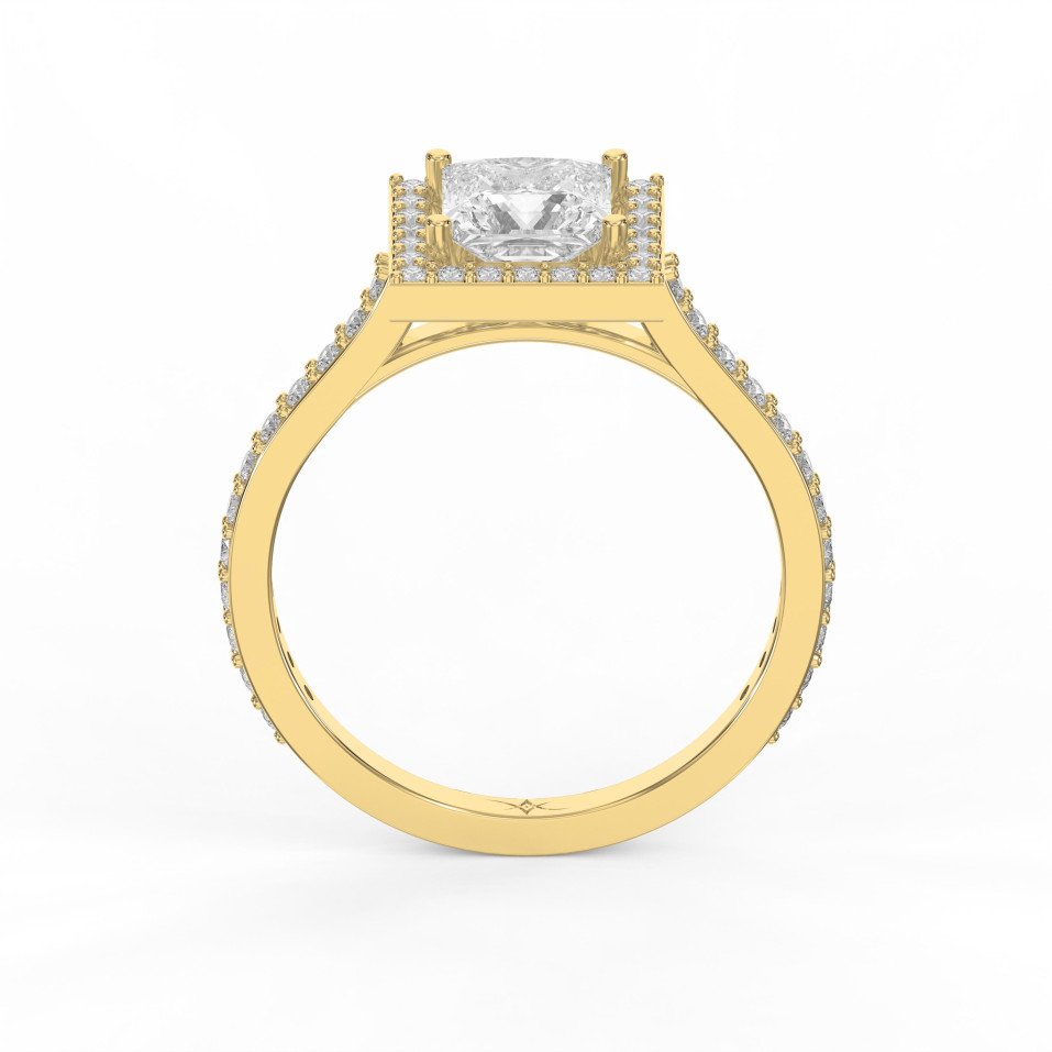 Princess Cut Diamond Engagement Ring with Side Round Stones | Choose Lab- Grown & Natural