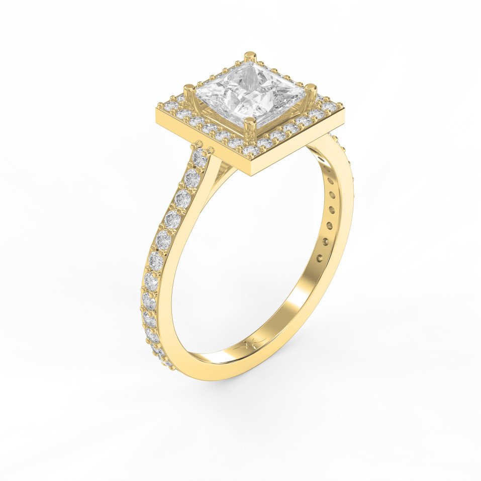Princess Cut Diamond Engagement Ring with Side Round Stones | Choose Lab- Grown & Natural