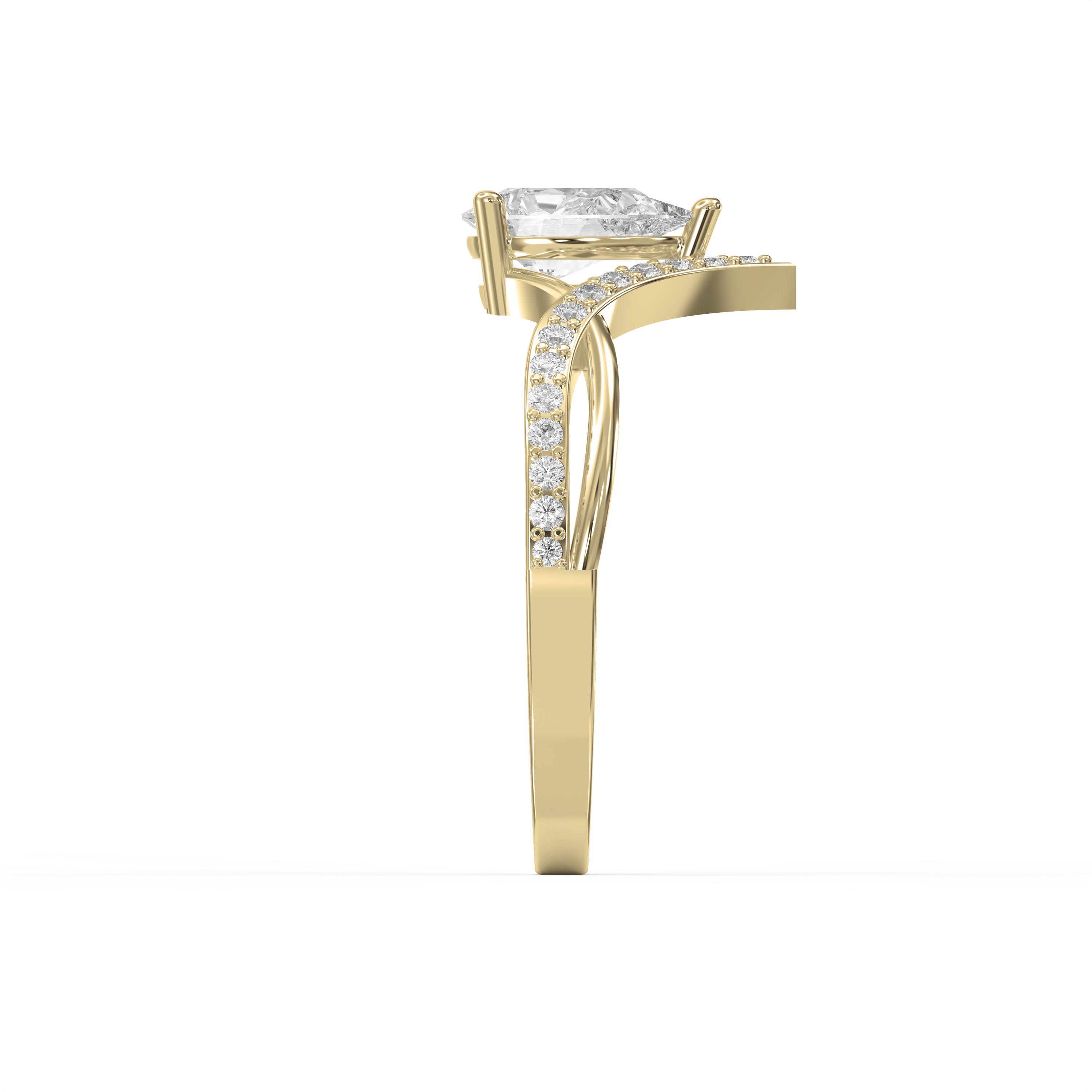 Pear Cut Diamond Chevron Crown Ring with Pavé V-Shape Band |  Lab- Grown & Natural
