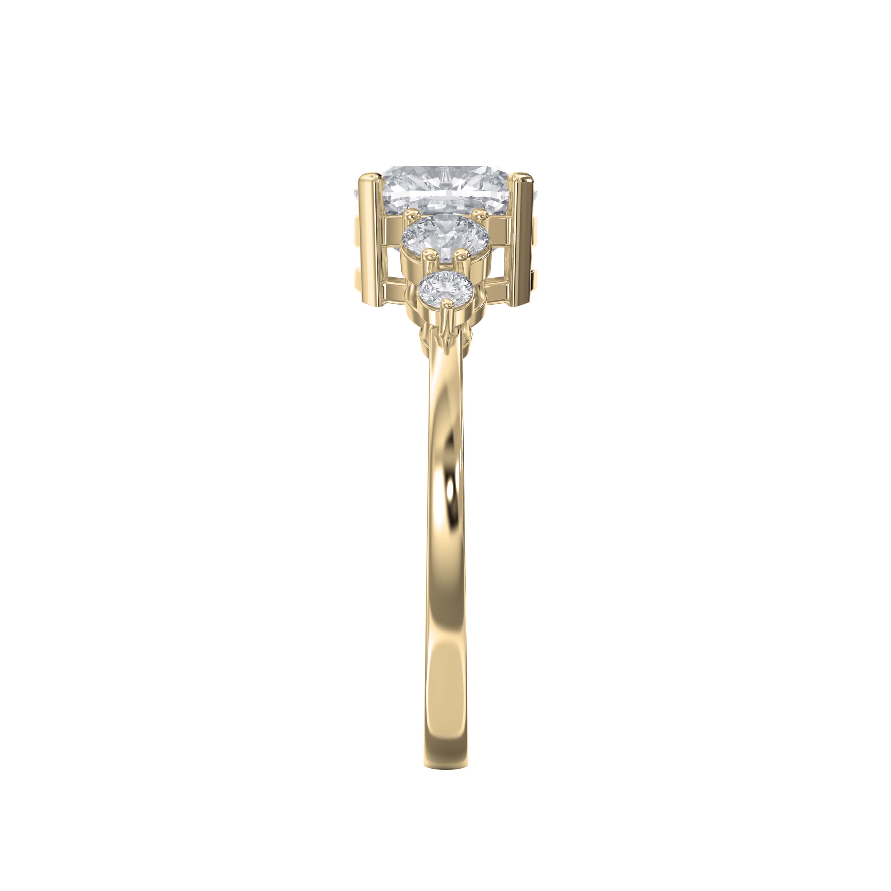 Five-Stone Classic Engagement Ring with Round Brilliant Cut Diamonds Lab-Grown & Natural Diamond | Customizable Center Stone