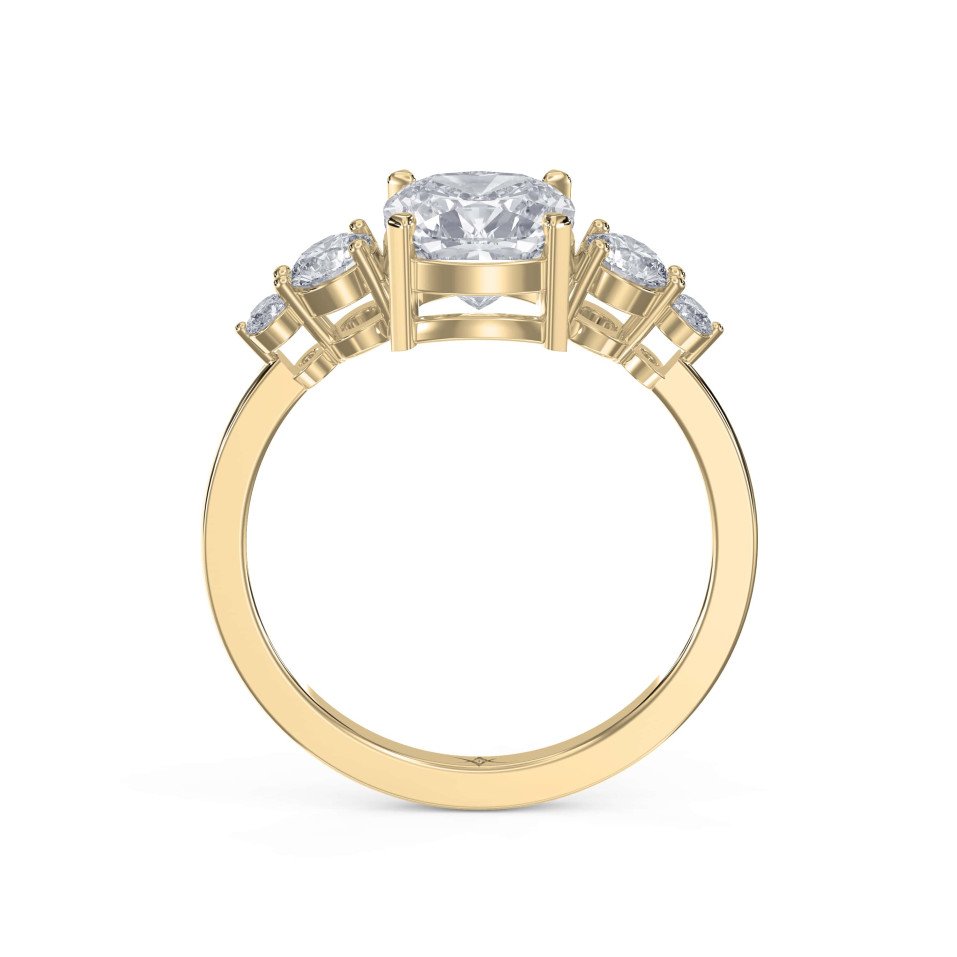 Five-Stone Classic Engagement Ring with Round Brilliant Cut Diamonds Lab-Grown & Natural Diamond | Customizable Center Stone