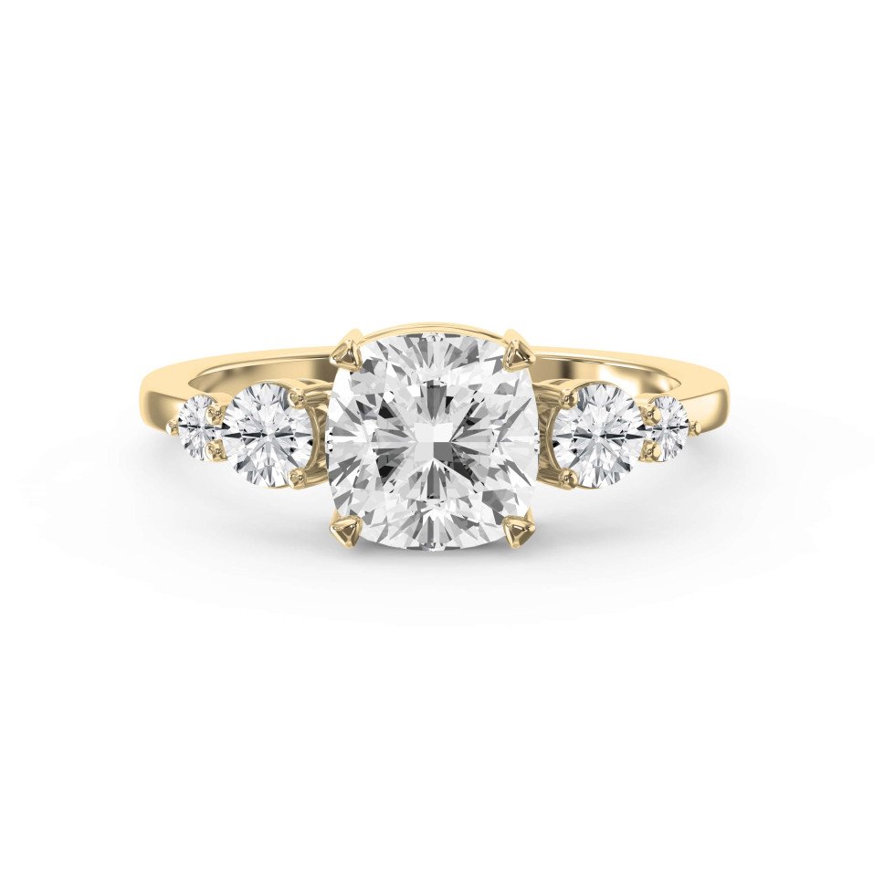 Five-Stone Classic Engagement Ring with Round Brilliant Cut Diamonds Lab-Grown & Natural Diamond | Customizable Center Stone