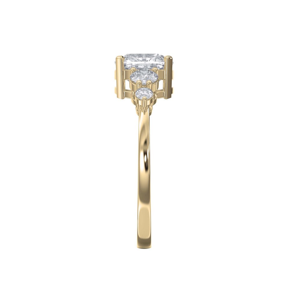 Five-Stone Classic Engagement Ring with Round Brilliant Cut Diamonds Lab-Grown & Natural Diamond | Customizable Center Stone