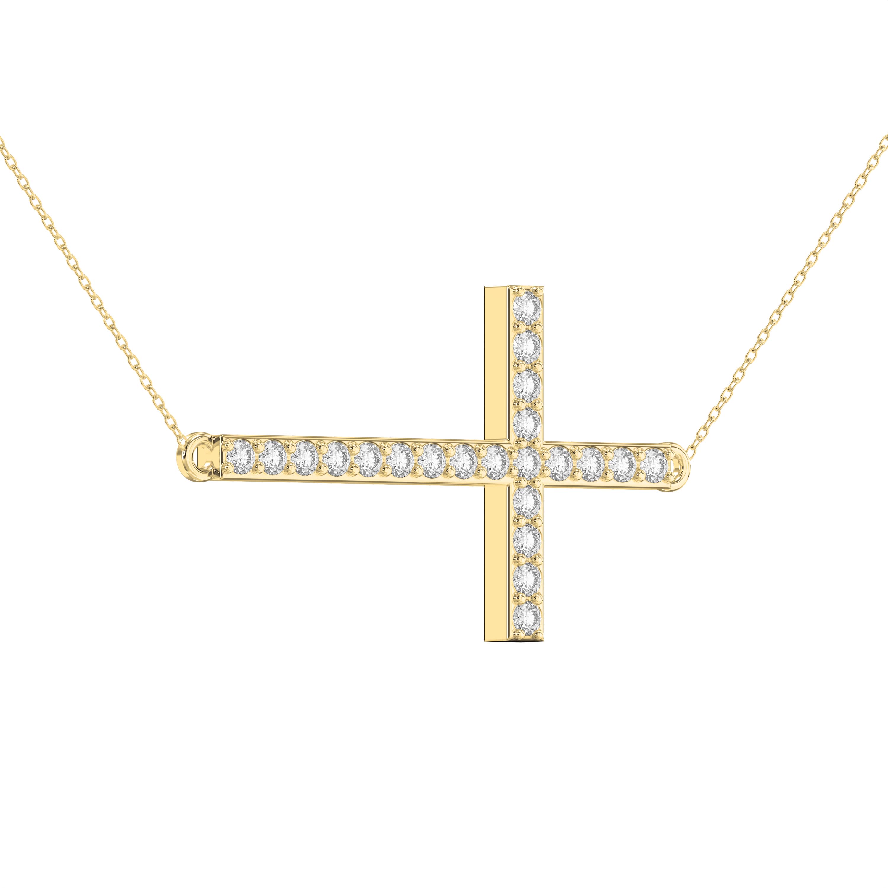 Side Way Cross Fashion  Necklace | Lab - Grown & Natural Diamond Jewelry - Valam Design