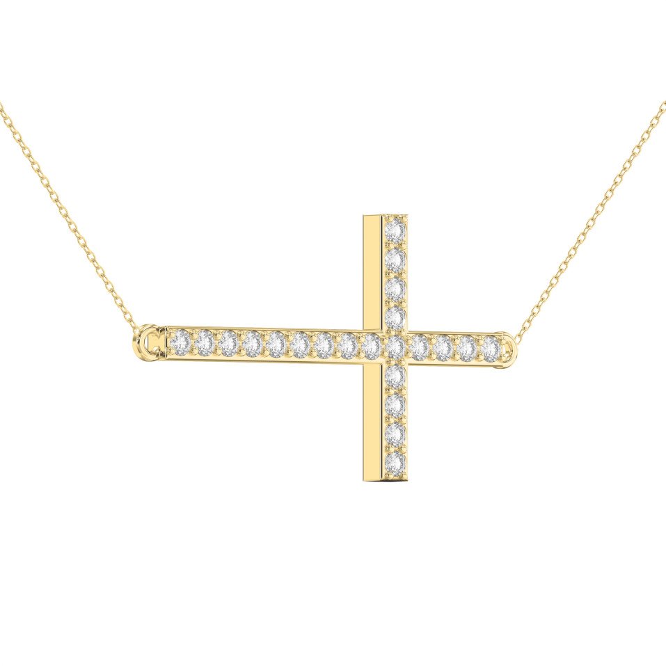 Side Way Cross Fashion  Necklace | Lab - Grown & Natural Diamond Jewelry - Valam Design