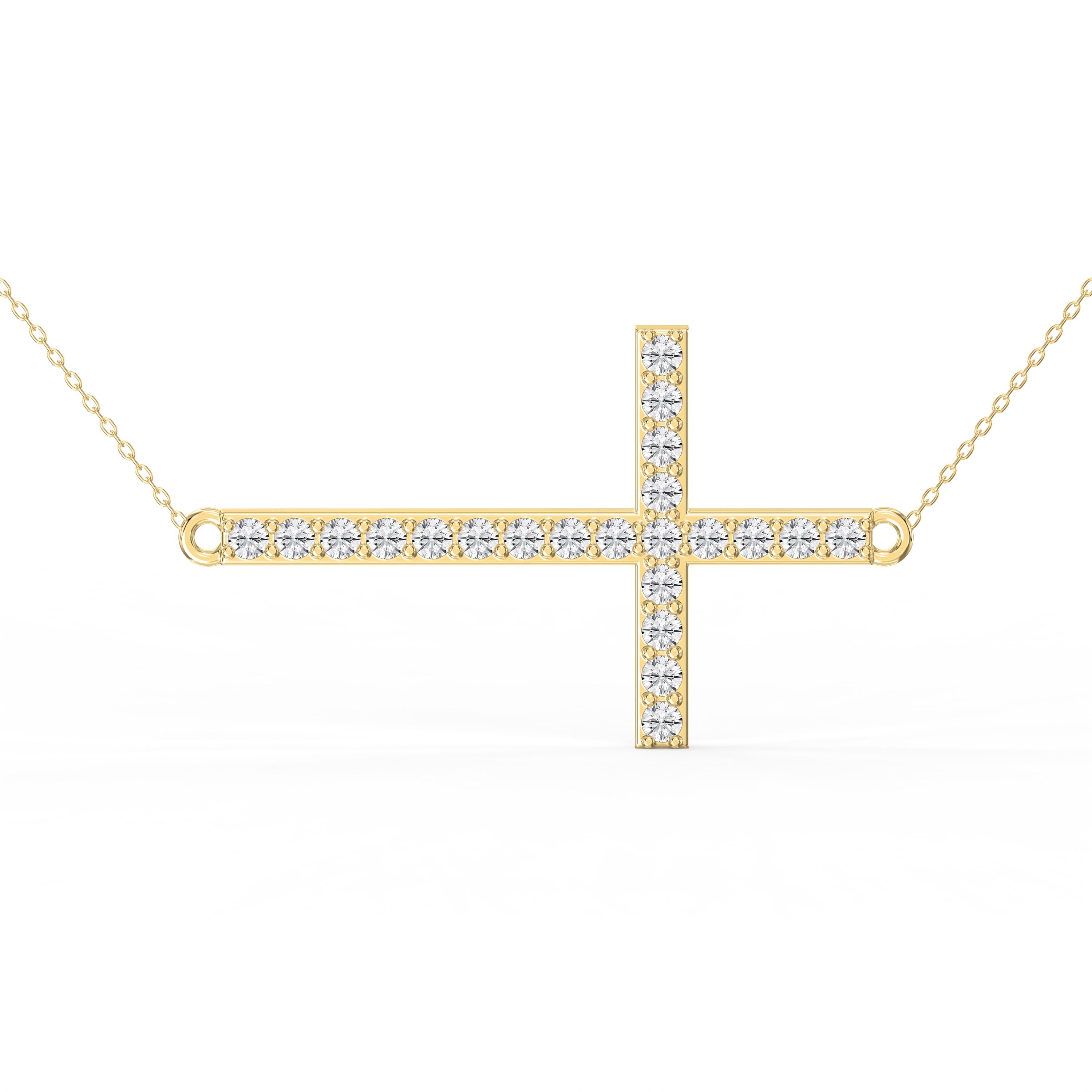 Side Way Cross Fashion  Necklace | Lab - Grown & Natural Diamond Jewelry - Valam Design