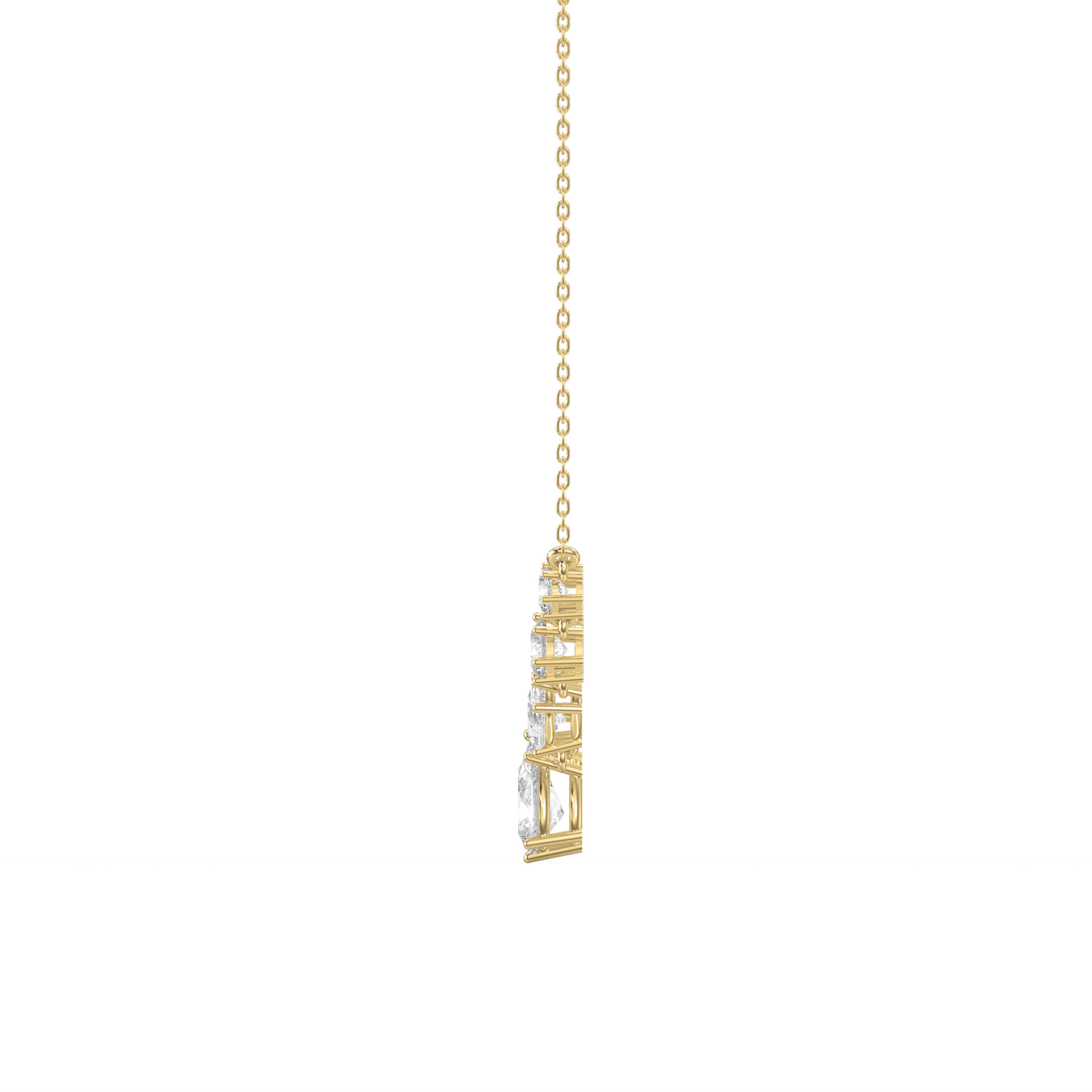 V-Shape Diamond Necklace | Pear & Round Cut Diamond Designer Necklace | Choose Lab - Grown & Natural
