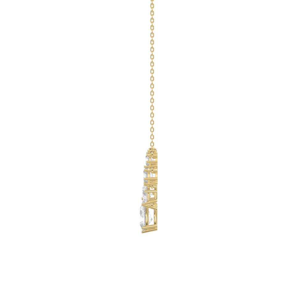 V-Shape Diamond Necklace | Pear & Round Cut Diamond Designer Necklace | Choose Lab - Grown & Natural