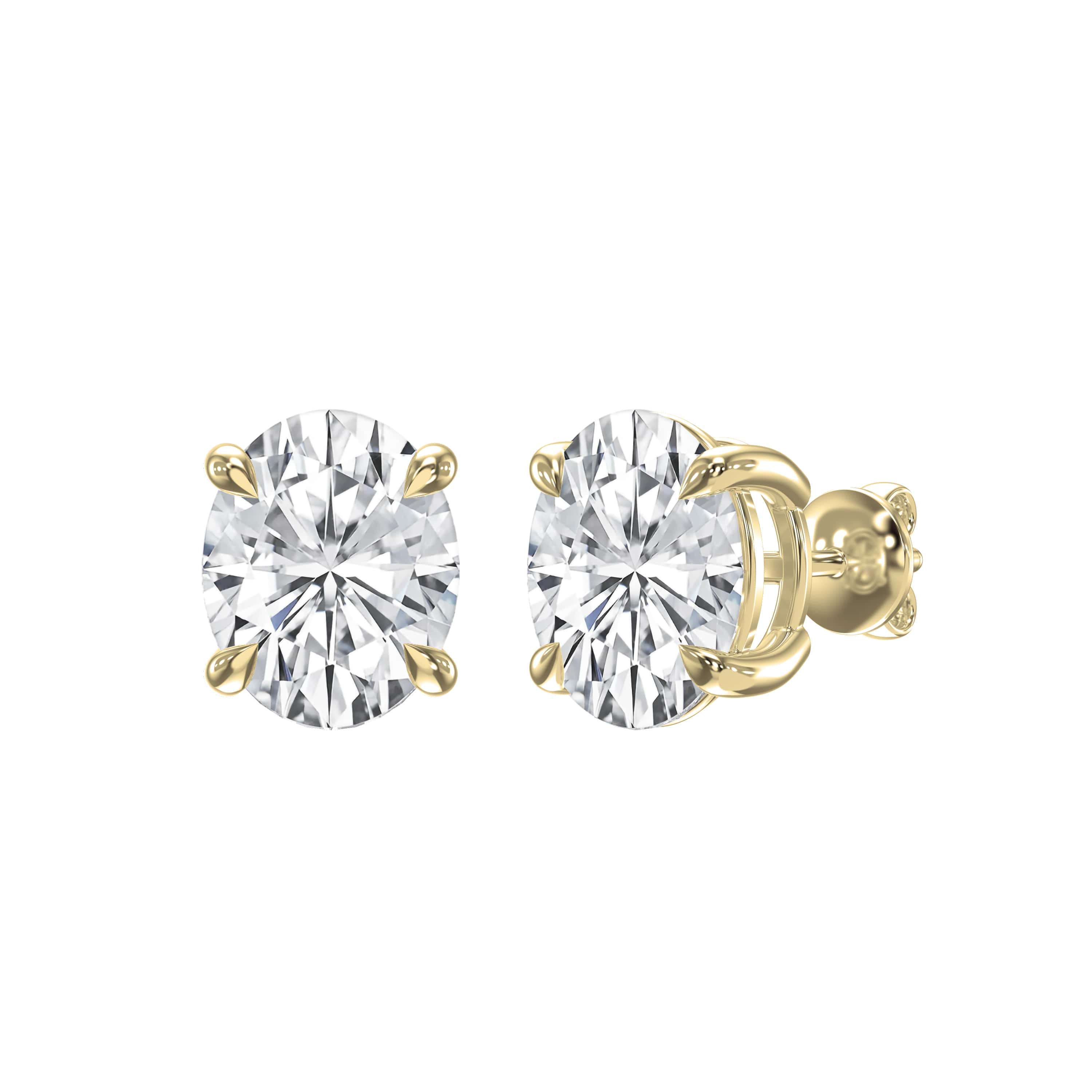 14K Gold 4-Prong Oval Diamond Stud Earrings – Lab Grown Diamonds