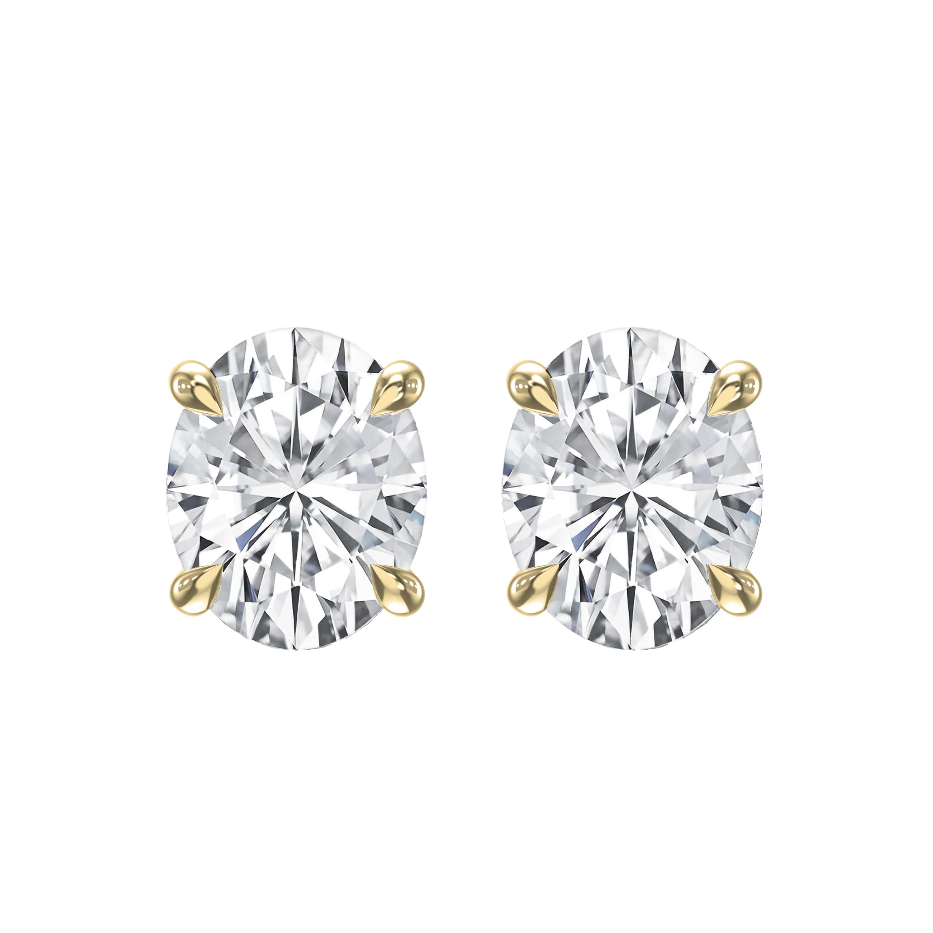 14K Gold 4-Prong Oval Diamond Stud Earrings – Lab Grown Diamonds