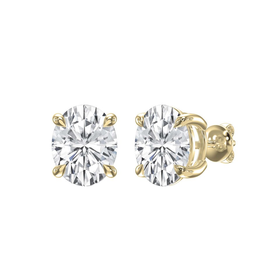 14K Gold 4-Prong Oval Diamond Stud Earrings – Lab Grown Diamonds