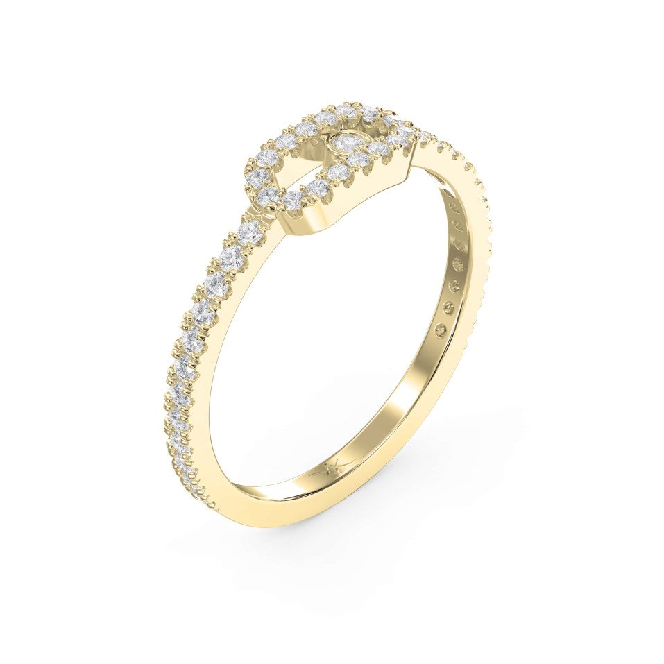 Elegant Gold Link Ring with Dancing Diamond – Lab-Grown & Natural Brilliance