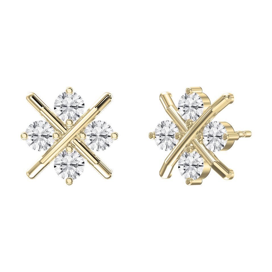 Crosshatch Design Diamond Earrings | Lab Grown & Natural
