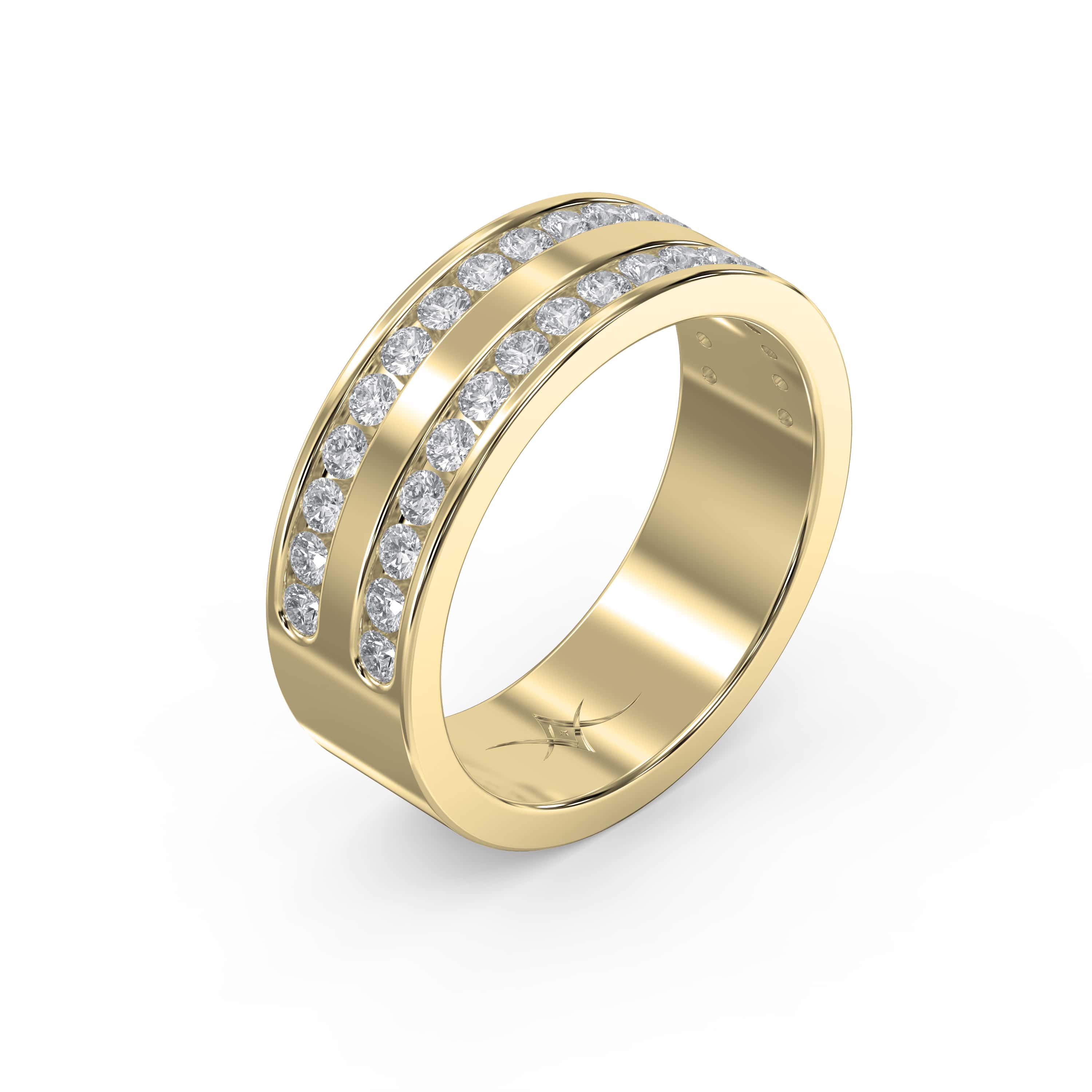 Two-Row Channel Set Half Eternity Diamond Ring – Lab-Grown & Natural Diamonds for Men