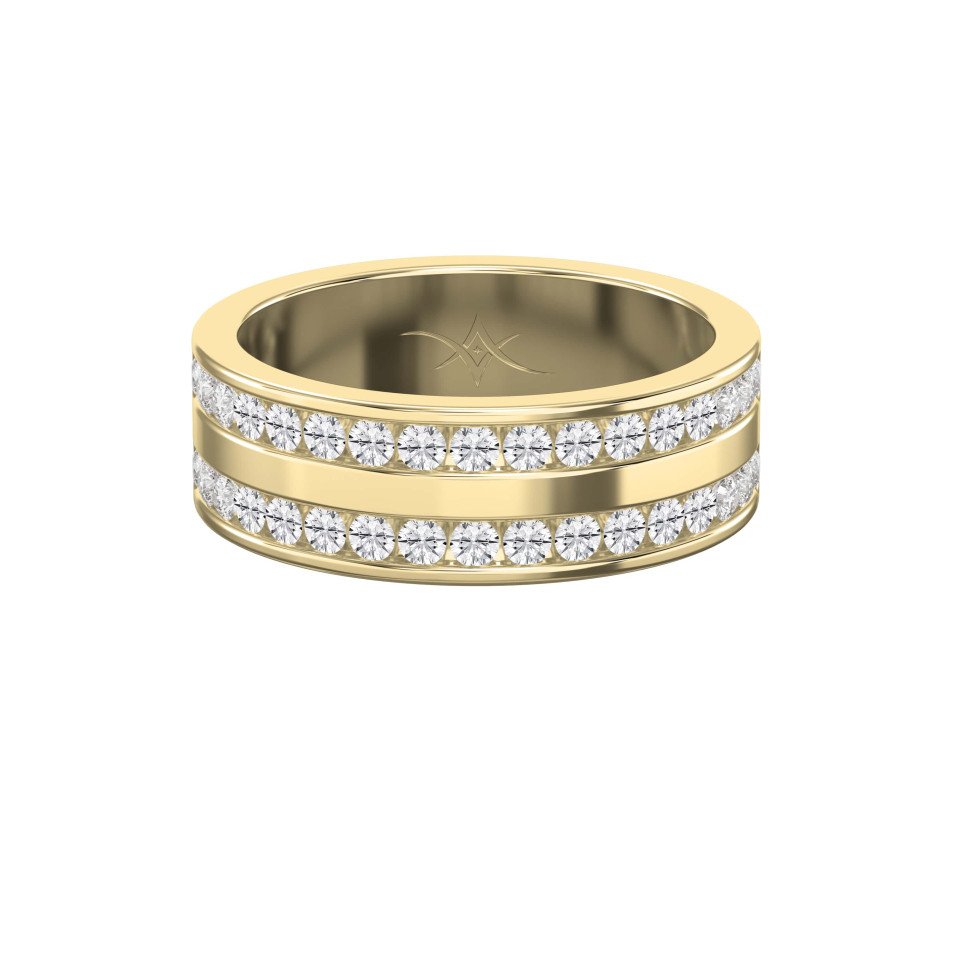 Two-Row Channel Set Half Eternity Diamond Ring – Lab-Grown & Natural Diamonds for Men