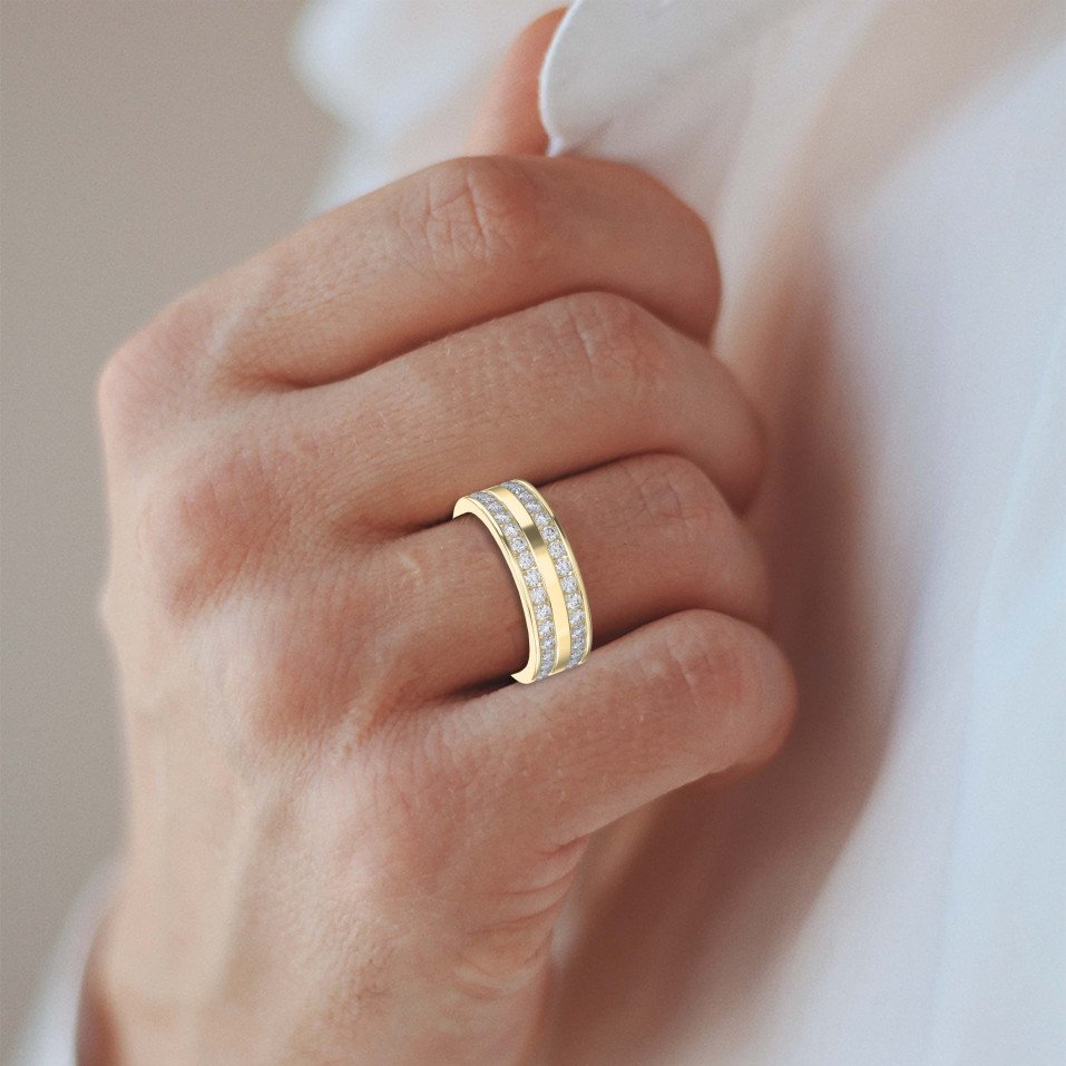 Two-Row Channel Set Half Eternity Diamond Ring – Lab-Grown & Natural Diamonds for Men
