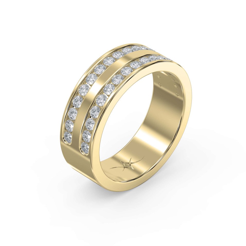 Two-Row Channel Set Half Eternity Diamond Ring – Lab-Grown & Natural Diamonds for Men