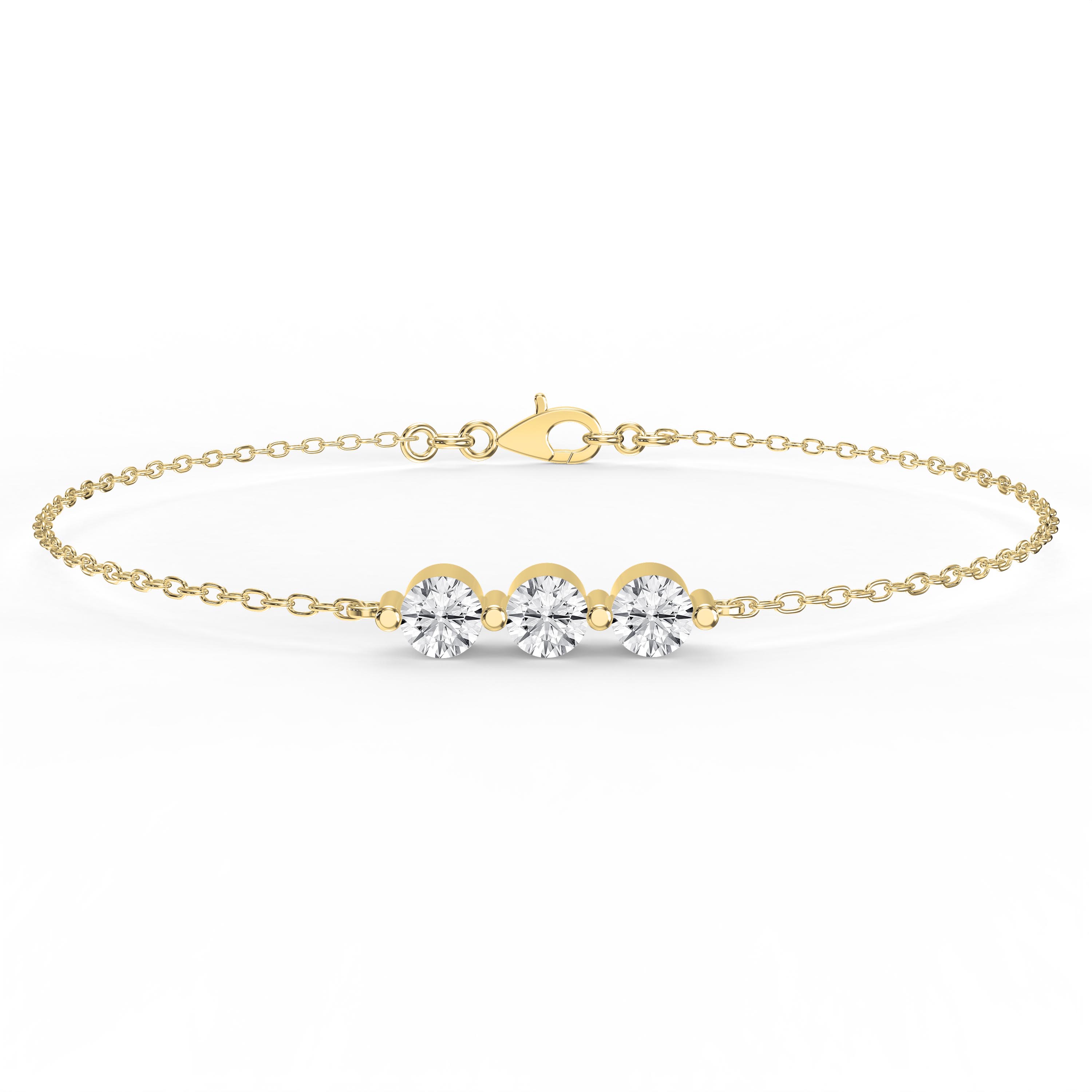 Round Diamond Timeless Trinity Bezel Set Chain Bracelet | Lab-Grown & Natural Diamond Jewelry – Valam Design