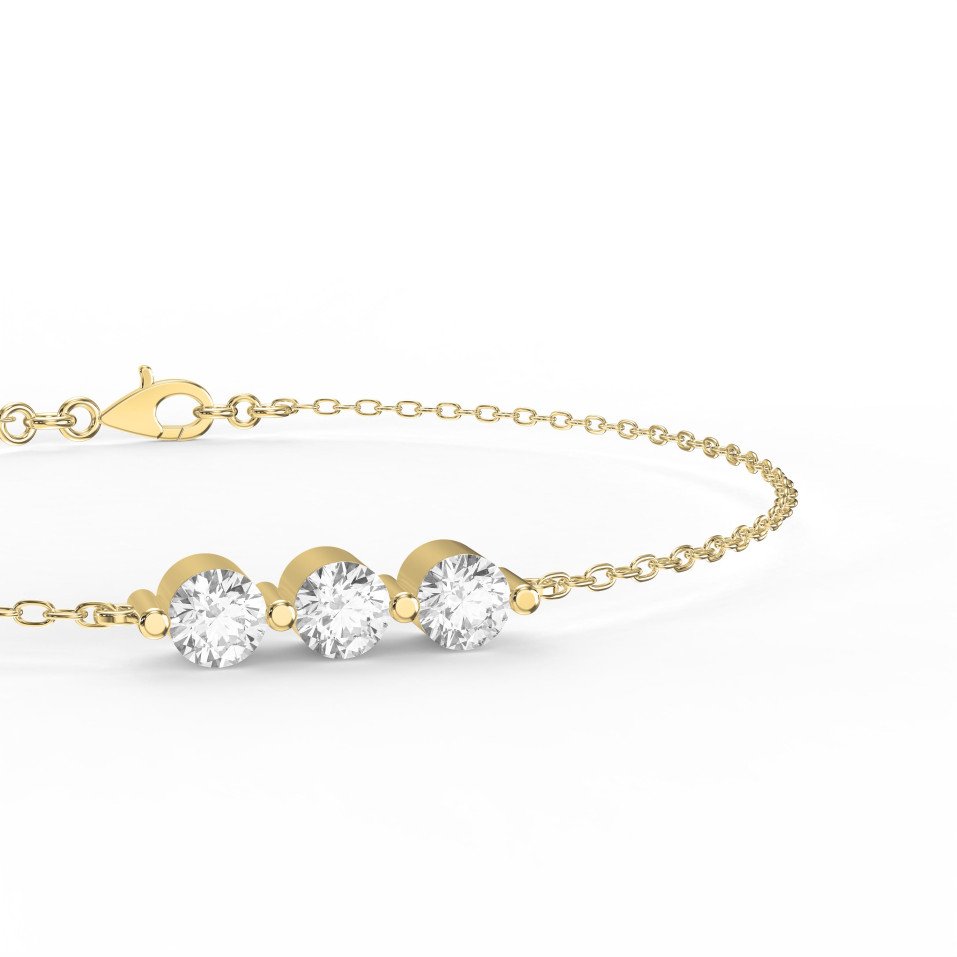 Round Diamond Timeless Trinity Bezel Set Chain Bracelet | Lab-Grown & Natural Diamond Jewelry – Valam Design
