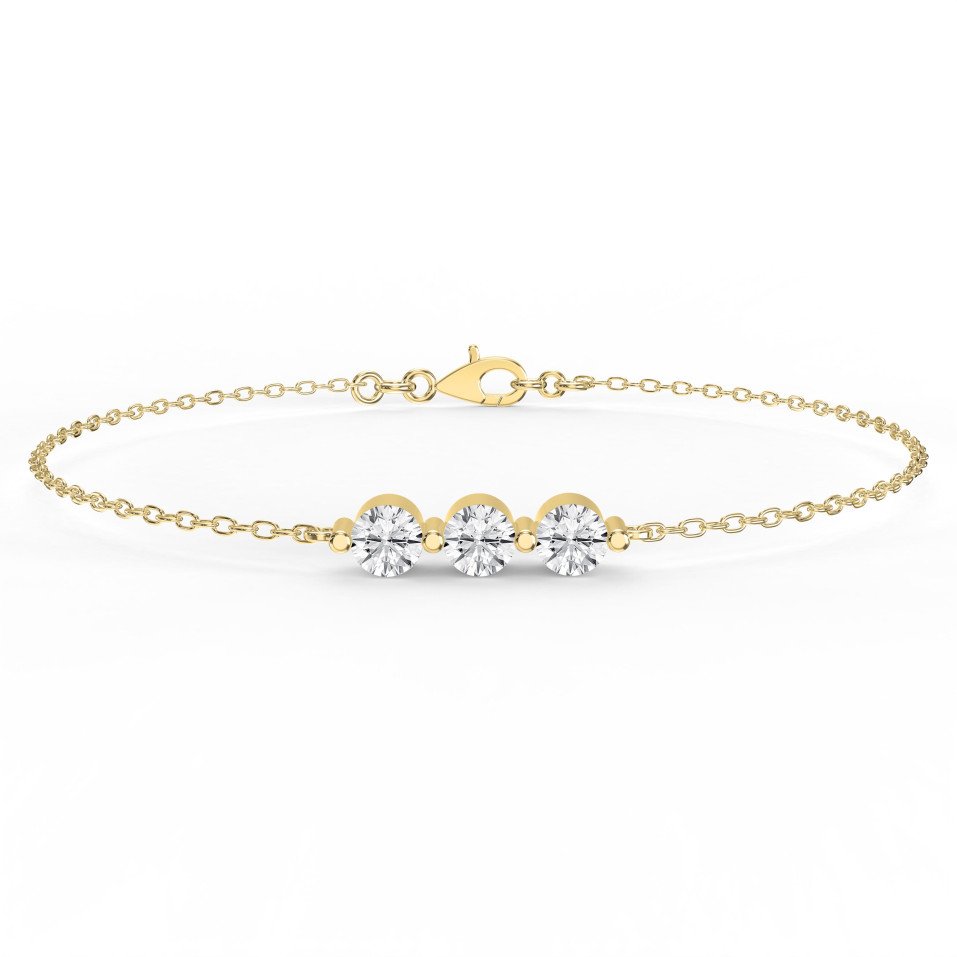 Round Diamond Timeless Trinity Bezel Set Chain Bracelet | Lab-Grown & Natural Diamond Jewelry – Valam Design