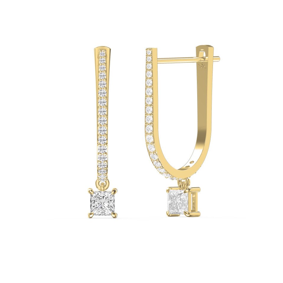 Hoops Drop Earrings with Round & Princess Cut Diamonds | Elegant Pavé Fine Jewelry | Lab - Grown & Natural
