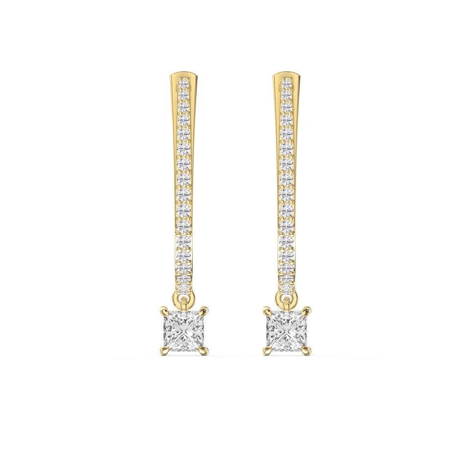 Hoops Drop Earrings with Round & Princess Cut Diamonds | Elegant Pavé Fine Jewelry | Lab - Grown & Natural