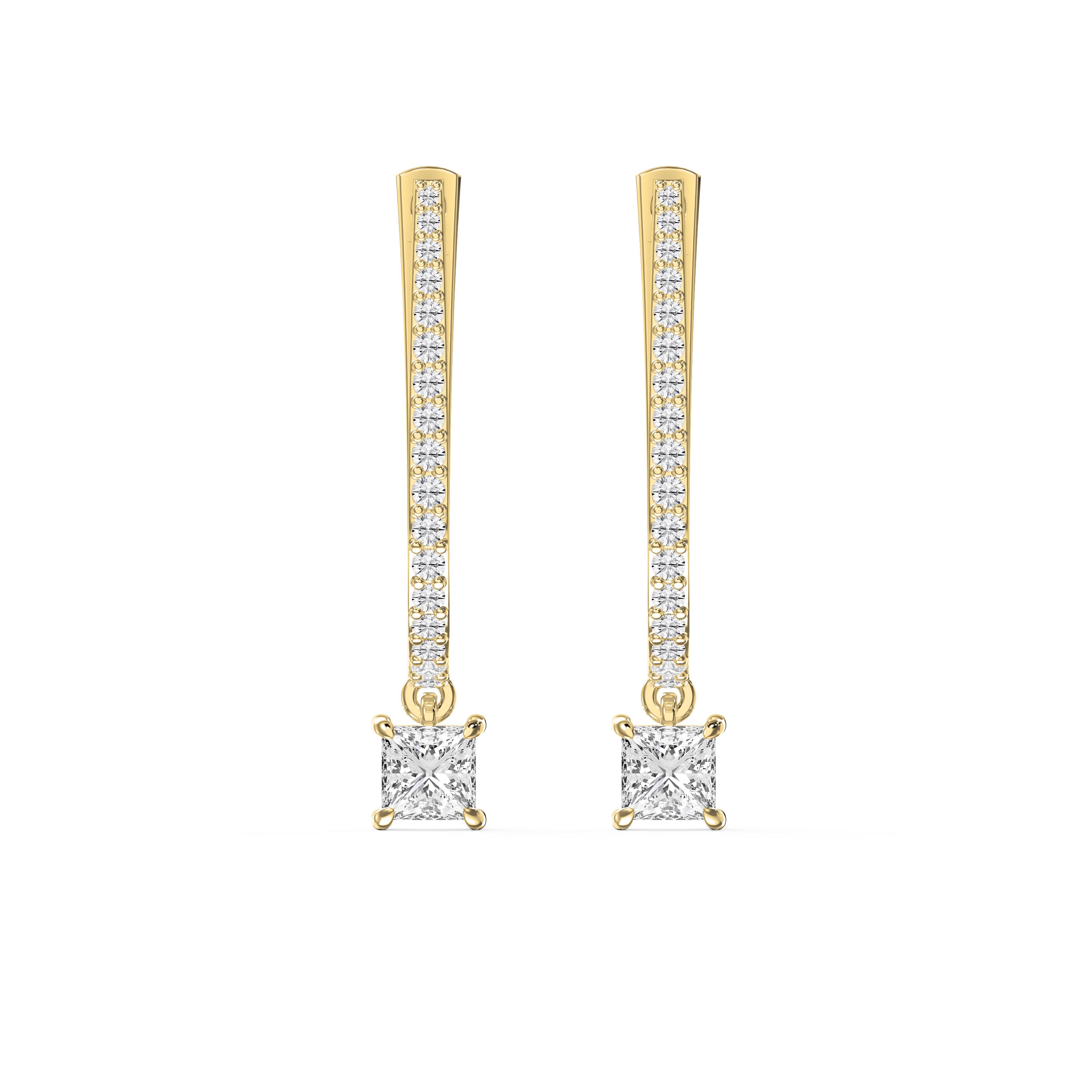 Hoops Drop Earrings with Round & Princess Cut Diamonds | Elegant Pavé Fine Jewelry | Lab - Grown & Natural