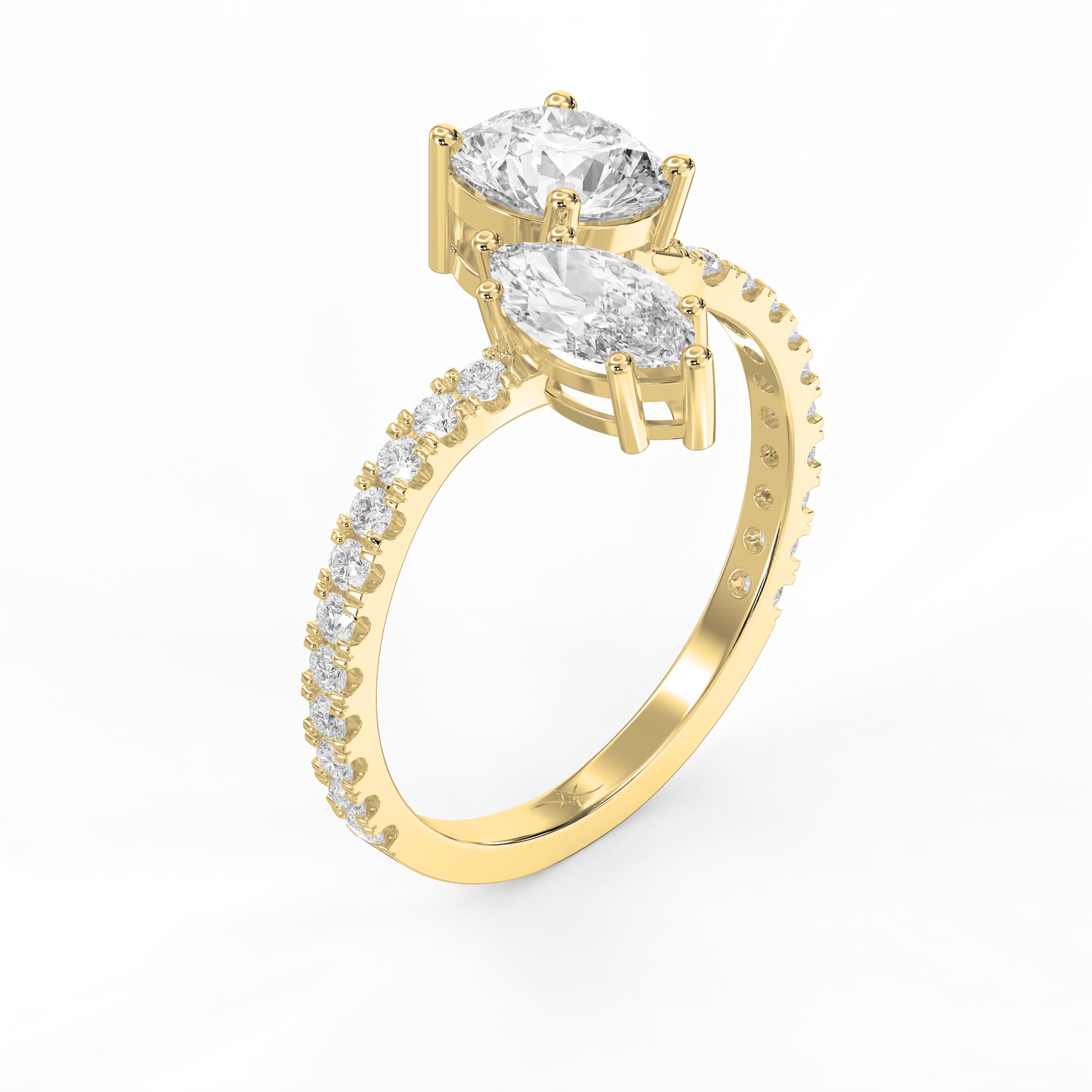 Two-Stone Bypass Side Stone Engagement Ring | Lab-Grown & Natural Diamond Jewelry – Valam Design