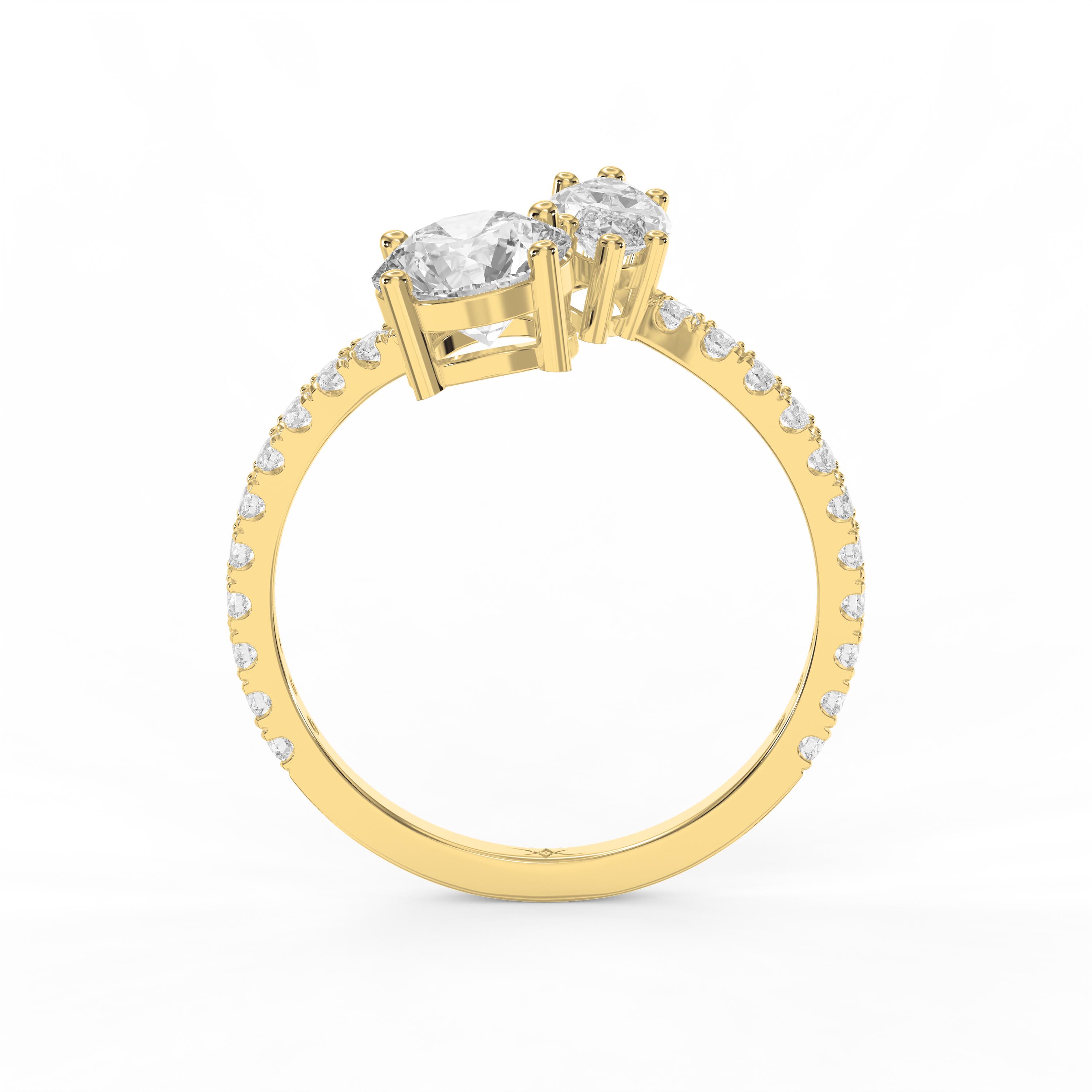 Two-Stone Bypass Side Stone Engagement Ring | Lab-Grown & Natural Diamond Jewelry – Valam Design