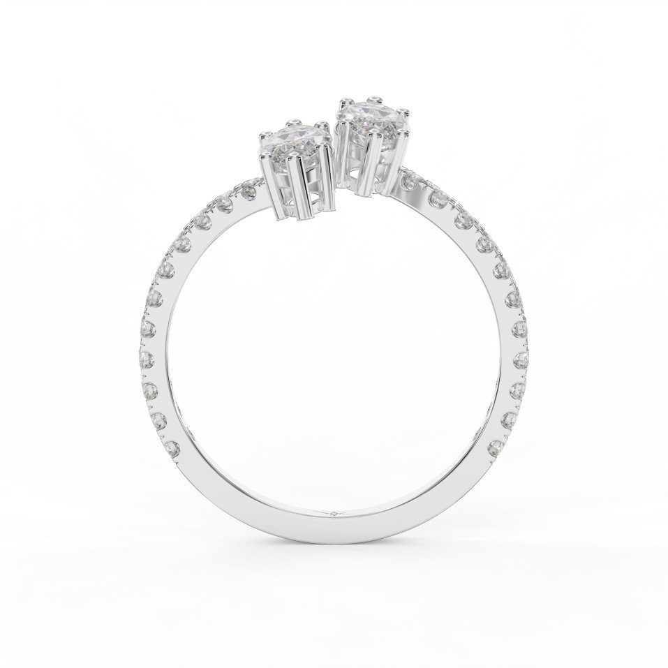 Marquise Cut Two-Stone Bypass Side Stone Engagement Ring | Choose Lab-Grown & natural