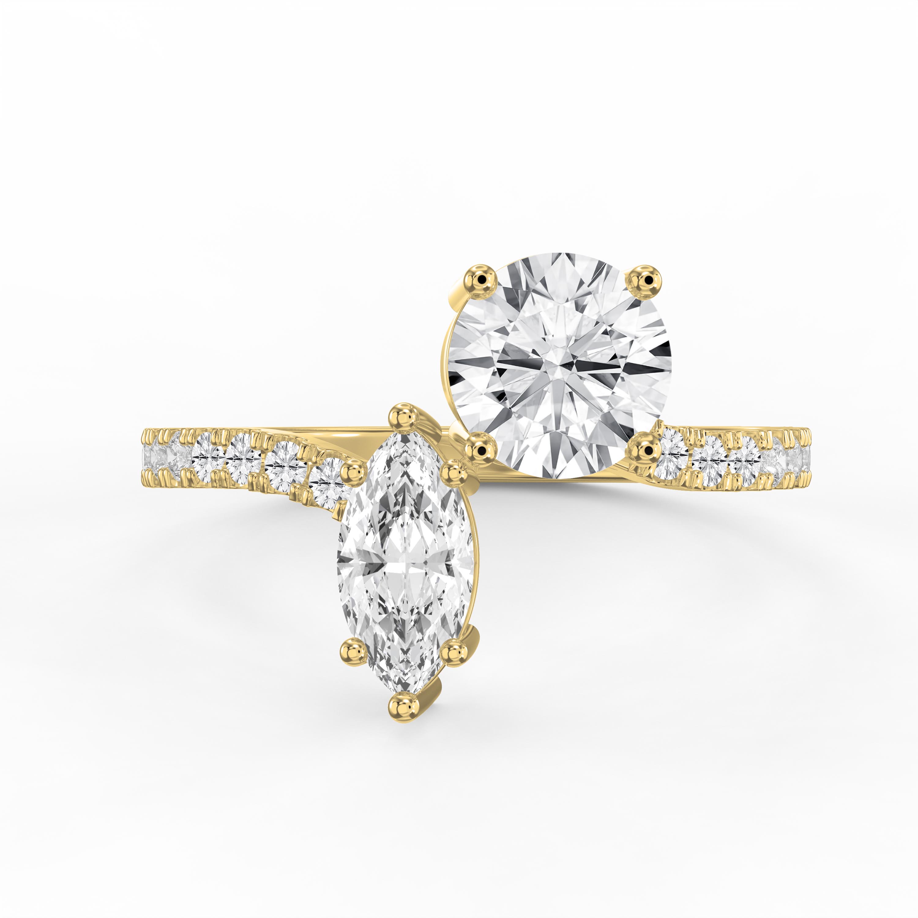 Two-Stone Bypass Side Stone Engagement Ring | Lab-Grown & Natural Diamond Jewelry – Valam Design