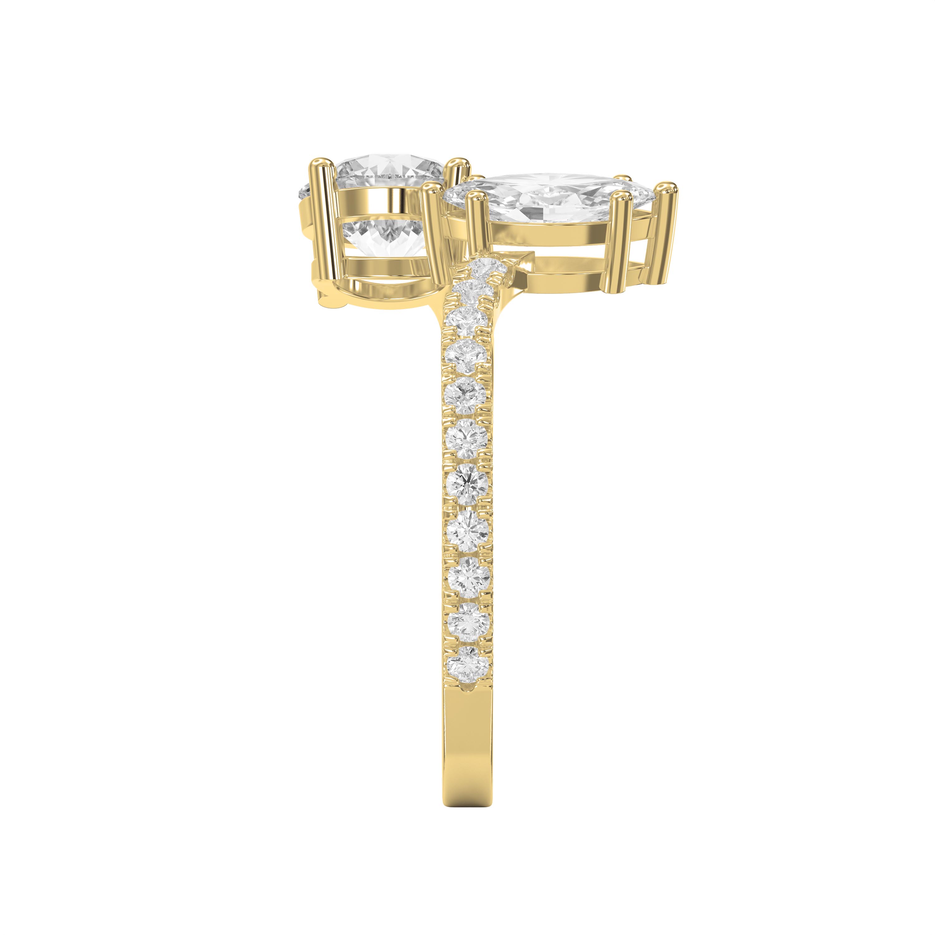 Two-Stone Bypass Side Stone Engagement Ring | Lab-Grown & Natural Diamond Jewelry – Valam Design