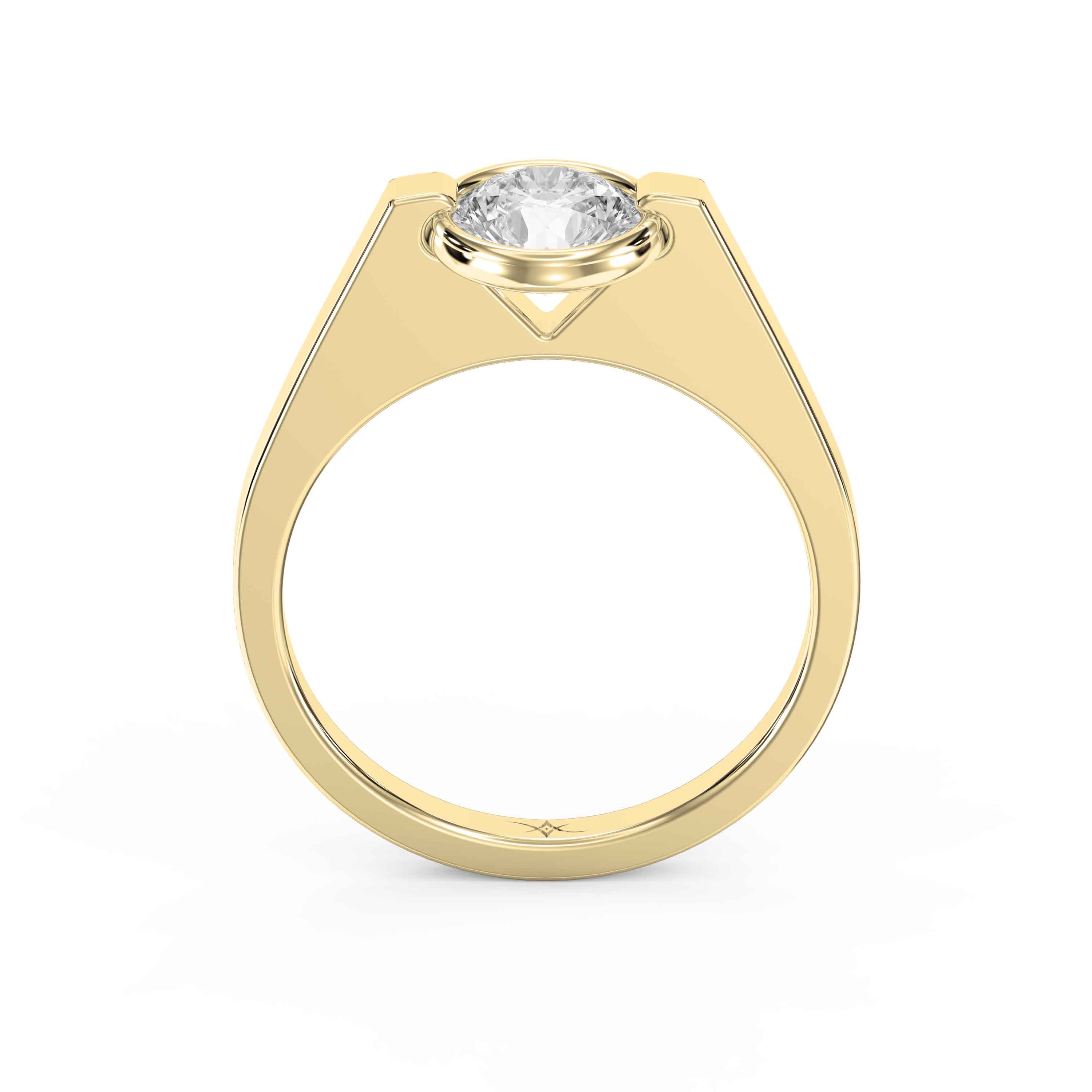 Customizable Half Bezel Solitaire Engagement Ring – Lab Grown or Natural Diamond