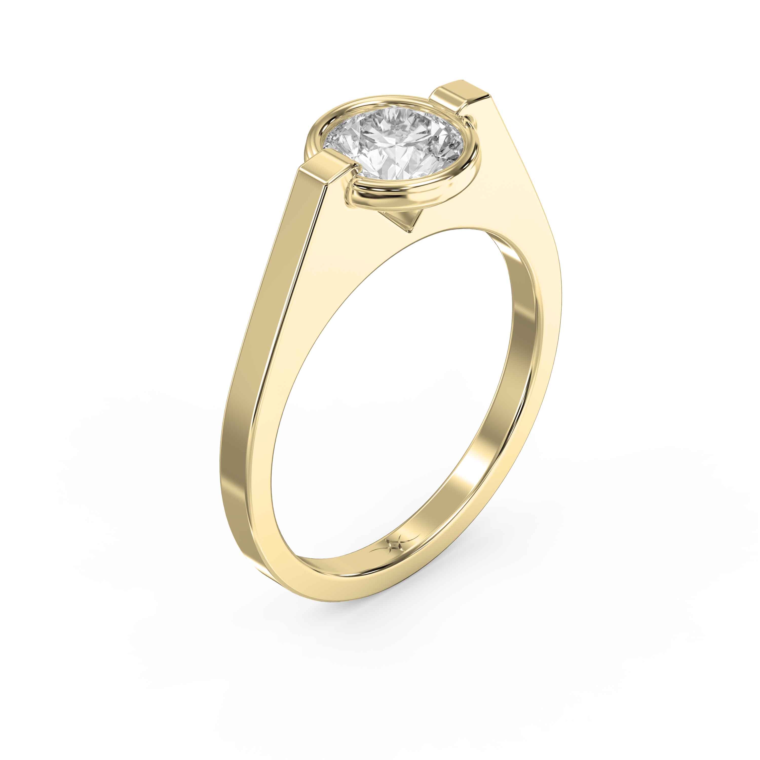 Customizable Half Bezel Solitaire Engagement Ring – Lab Grown or Natural Diamond