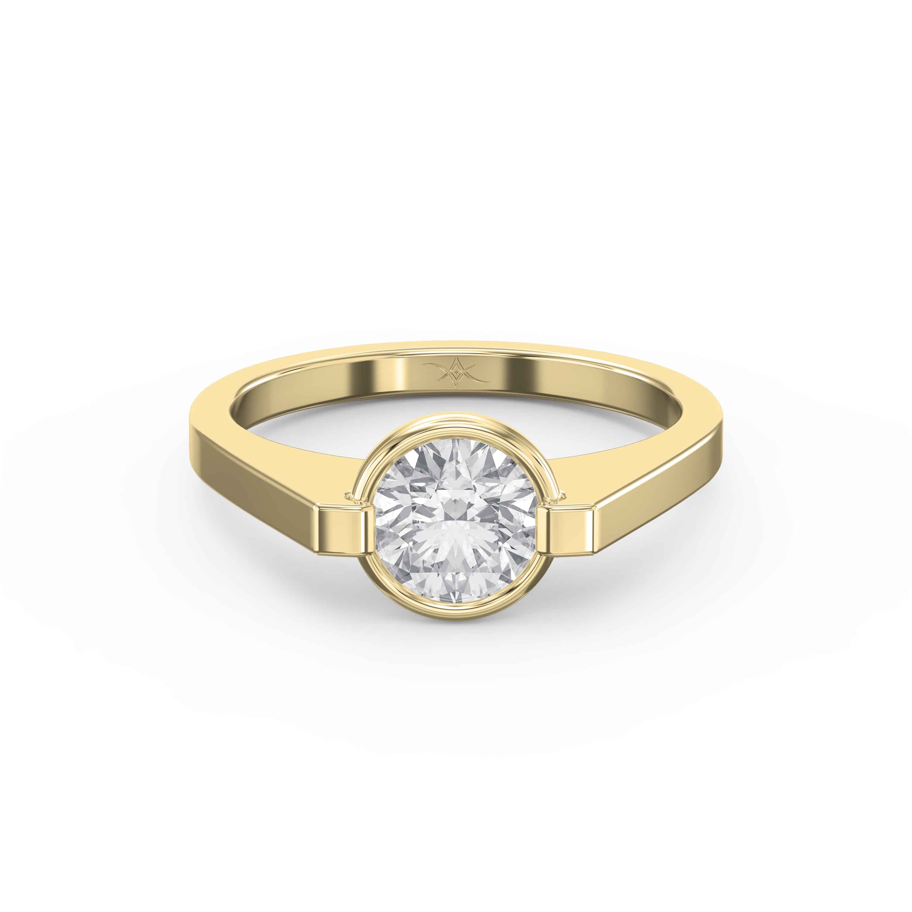 Customizable Half Bezel Solitaire Engagement Ring – Lab Grown or Natural Diamond