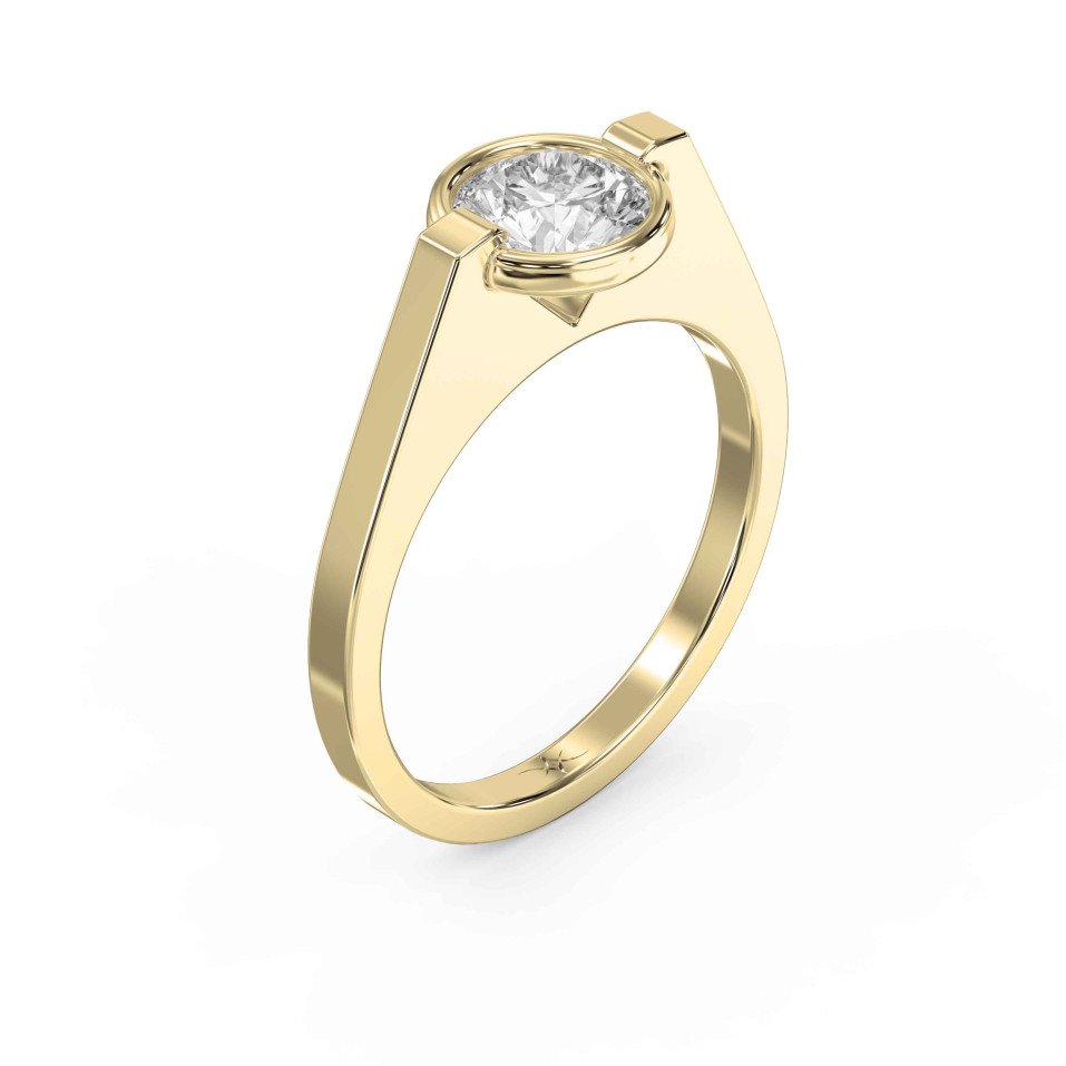 Customizable Half Bezel Solitaire Engagement Ring – Lab Grown or Natural Diamond