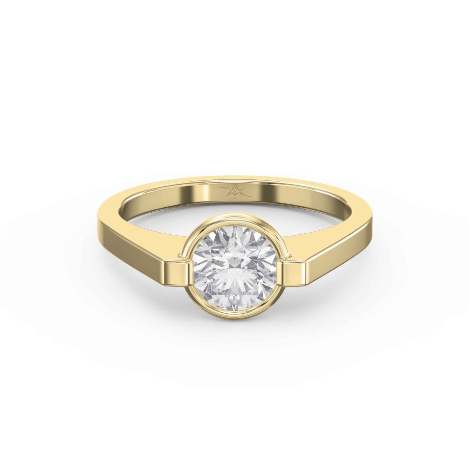 Customizable Half Bezel Solitaire Engagement Ring – Lab Grown or Natural Diamond