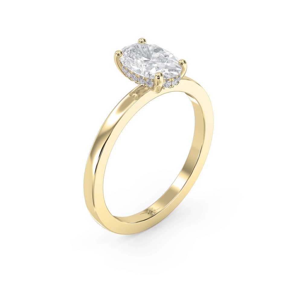 Oval Shape Hidden Halo Engagement Ring – Choose Lab-Grown & Natural Diamond