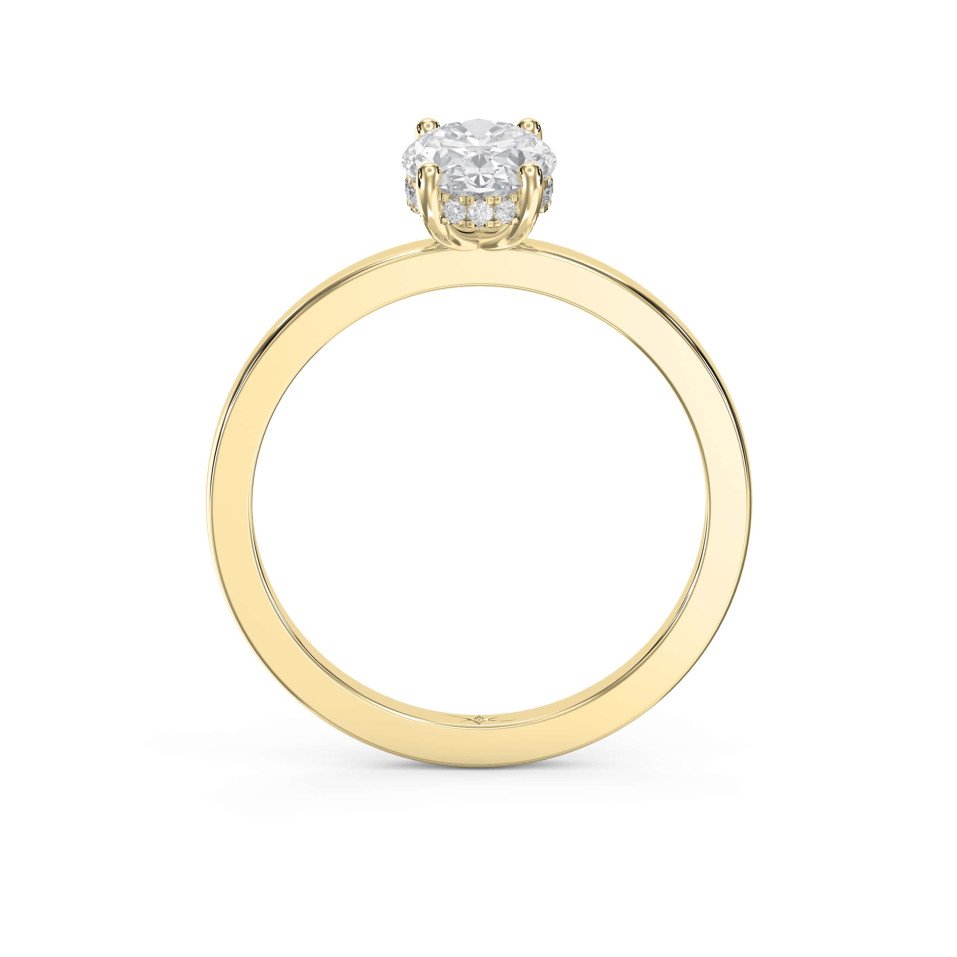 Oval Shape Hidden Halo Engagement Ring – Choose Lab-Grown & Natural Diamond