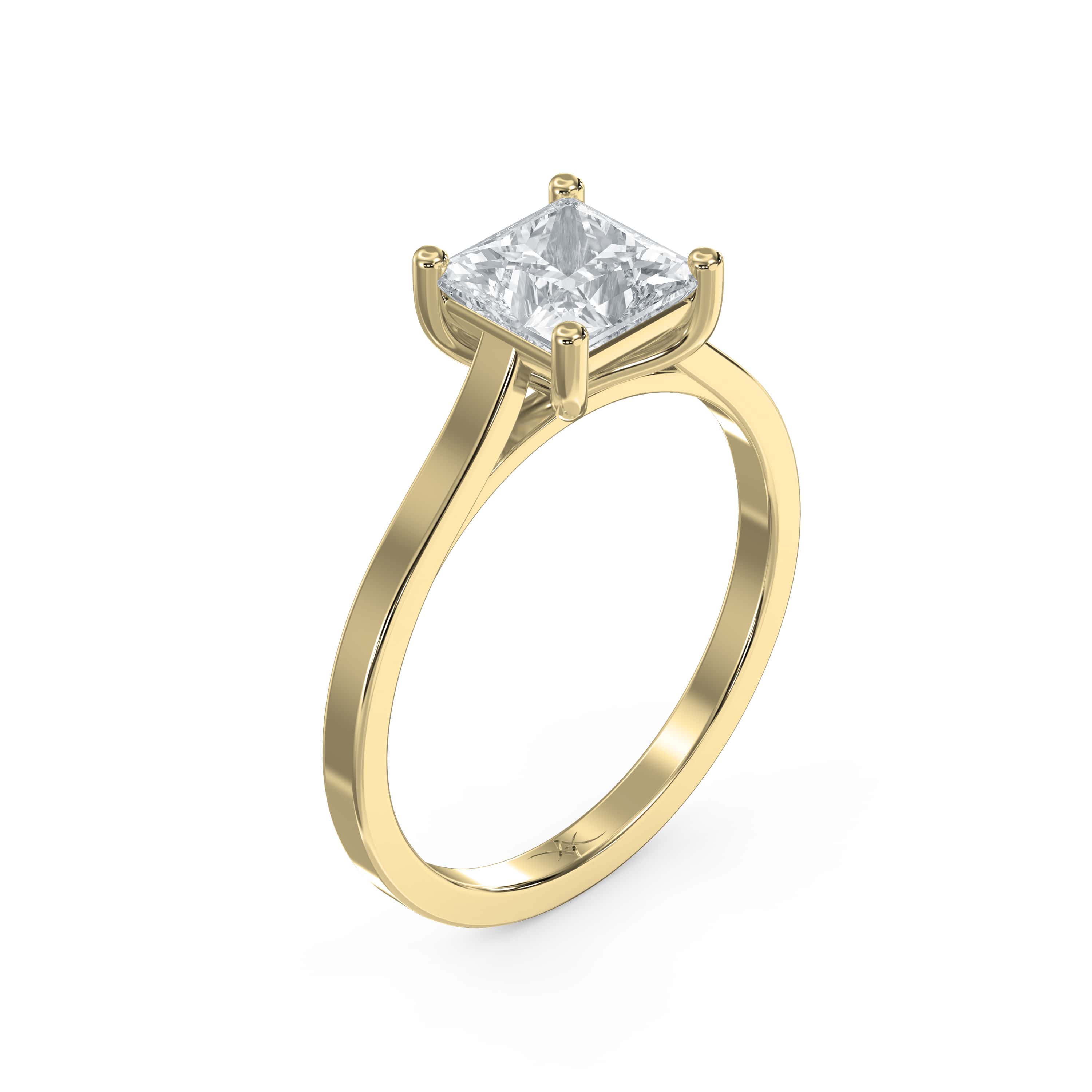 Classic Solitaire Princess-Cut Diamond Ring – 4-Prong Cathedral Setting