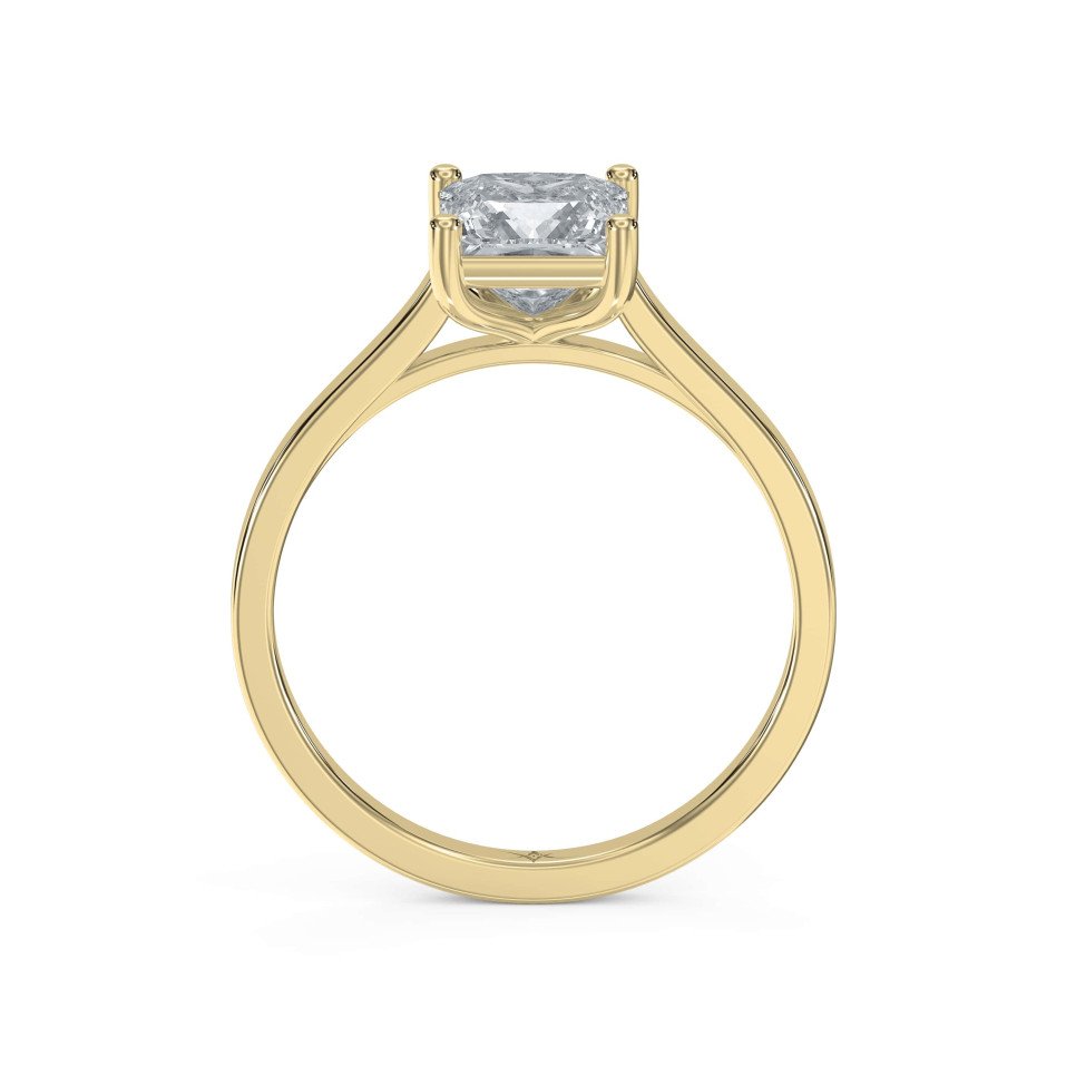 Classic Solitaire Princess-Cut Diamond Ring – 4-Prong Cathedral Setting