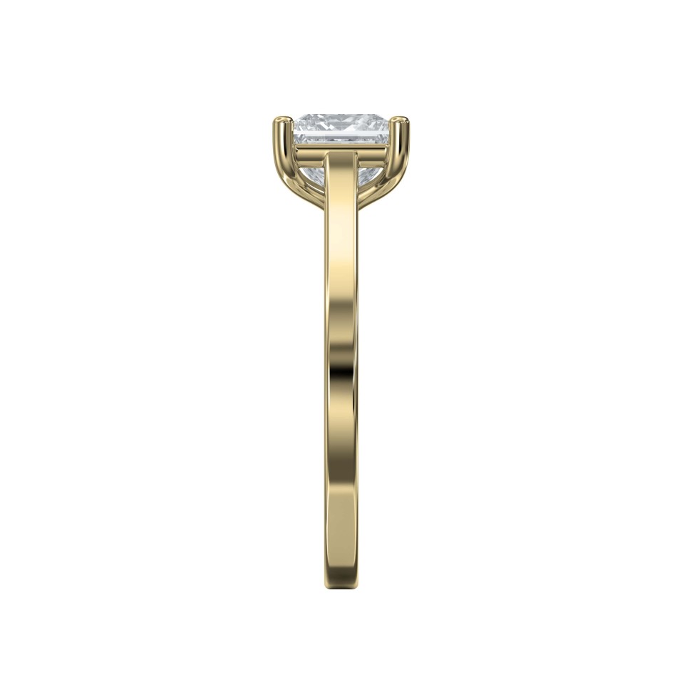 Classic Solitaire Princess-Cut Diamond Ring – 4-Prong Cathedral Setting