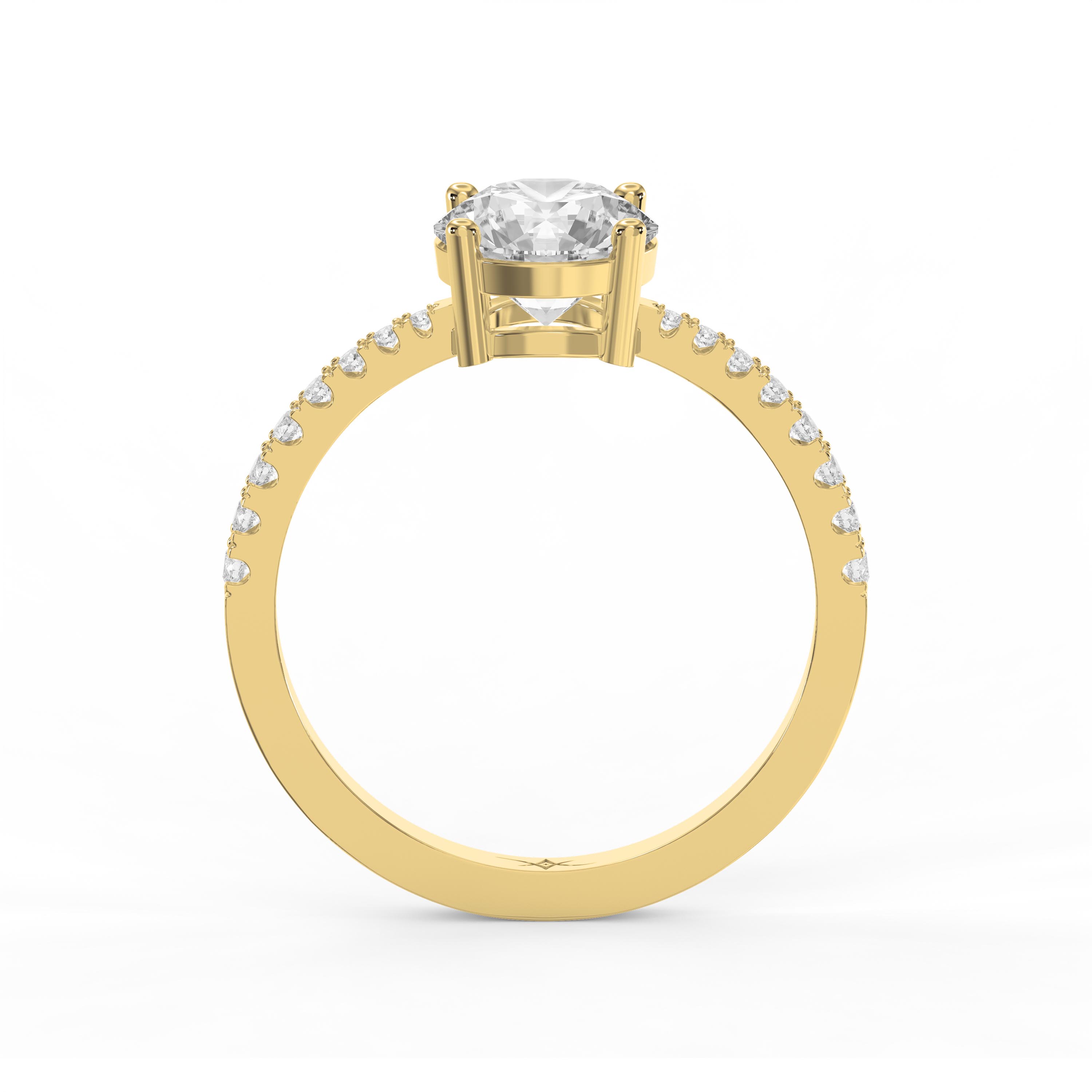 Customizable Center Diamond Sparkle  Side Stone Engagement Ring  | Lab - Grown & Natural Diamond  - Valam Design