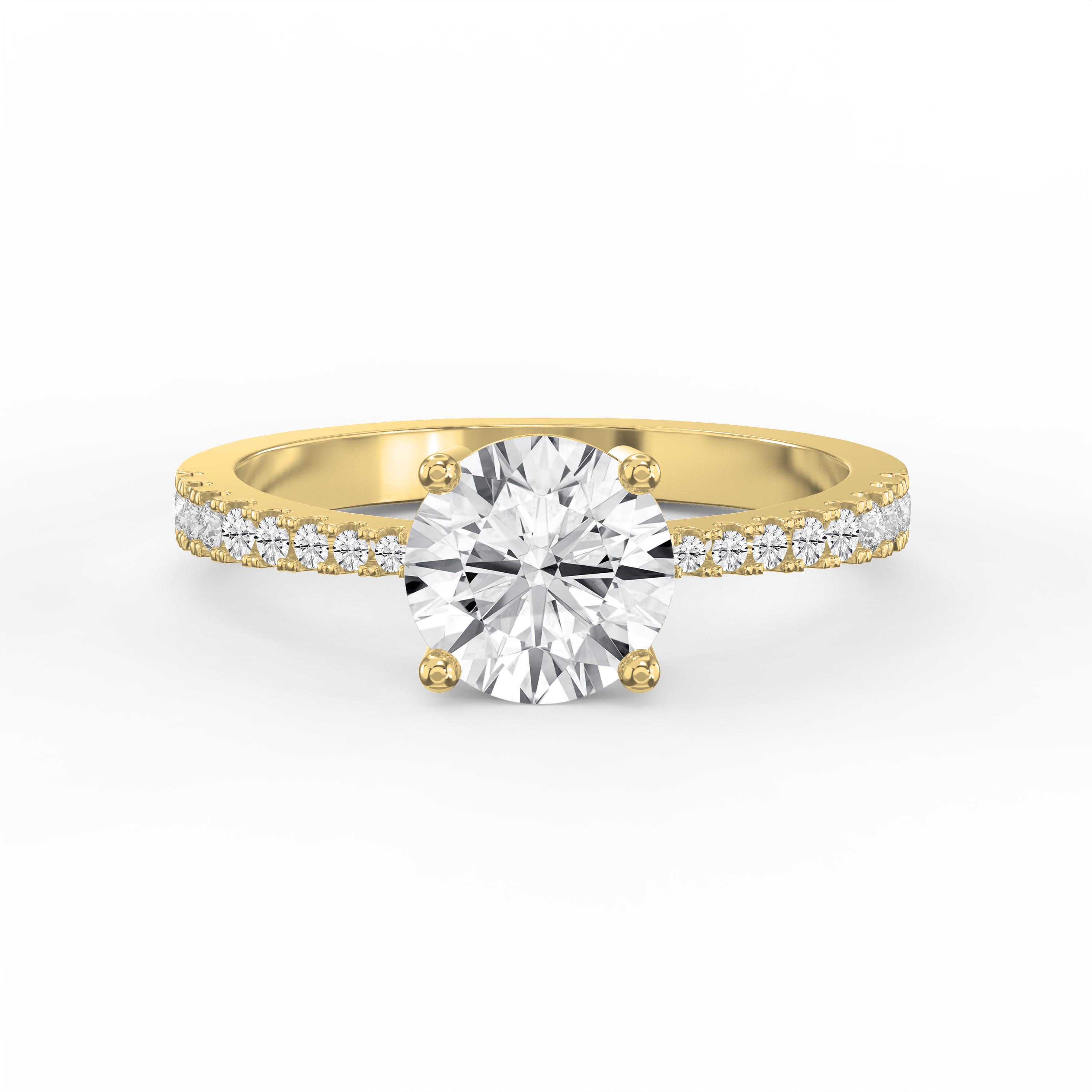Customizable Center Diamond Sparkle  Side Stone Engagement Ring  | Lab - Grown & Natural Diamond  - Valam Design