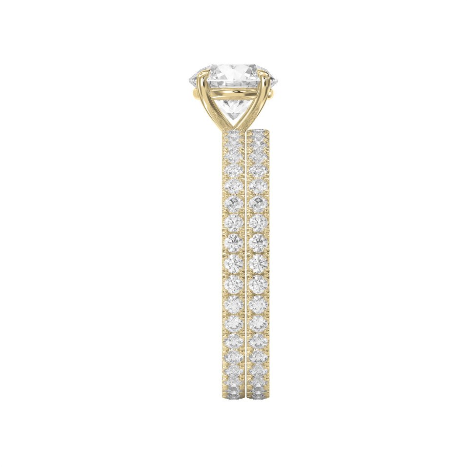 Luxury Round Brilliant Side Stone  Engagement Ring | Double Pavé Eternity Ring | Lab - Grown & Natural