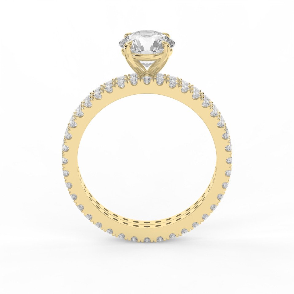 Luxury Round Brilliant Side Stone  Engagement Ring | Double Pavé Eternity Ring | Lab - Grown & Natural