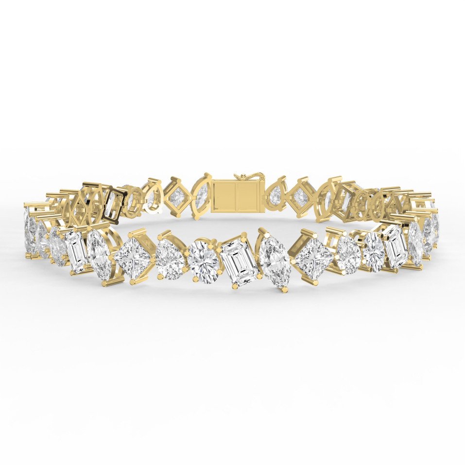 Multi-Shape Diamond Bracelet – Luxury Designer Fashion Bracelet with Princess, Pear, Marquise, Emerald & Oval Cuts | Lab-Grown  Diamonds