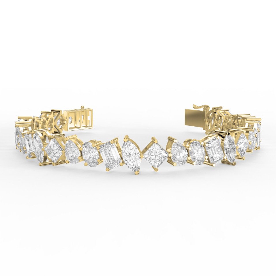 Multi-Shape Diamond Bracelet – Luxury Designer Fashion Bracelet with Princess, Pear, Marquise, Emerald & Oval Cuts | Lab-Grown  Diamonds