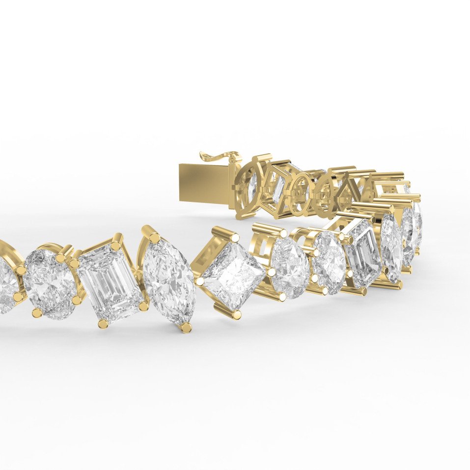 Multi-Shape Diamond Bracelet – Luxury Designer Fashion Bracelet with Princess, Pear, Marquise, Emerald & Oval Cuts | Lab-Grown  Diamonds