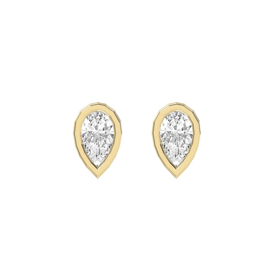 Bezel Bloom Pear Shape Earring Studs Choose Lab-Grown & Natural diamond